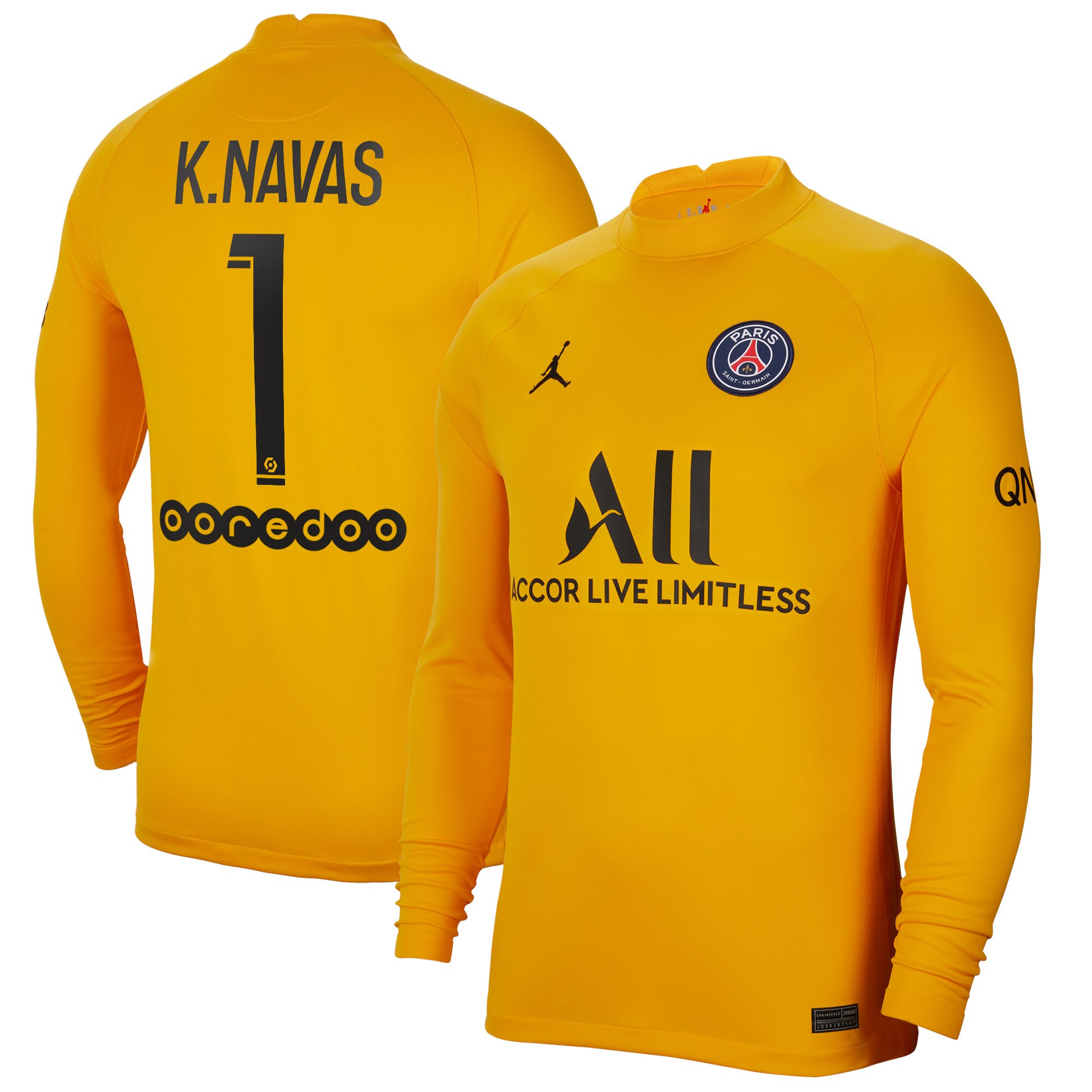 Paris Saint-Germain LS Goalkeeper Shirt 2021-22 with K.Navas 1 printing