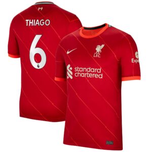 Liverpool Home Stadium Shirt 2021-22 with Thiago 6 printing