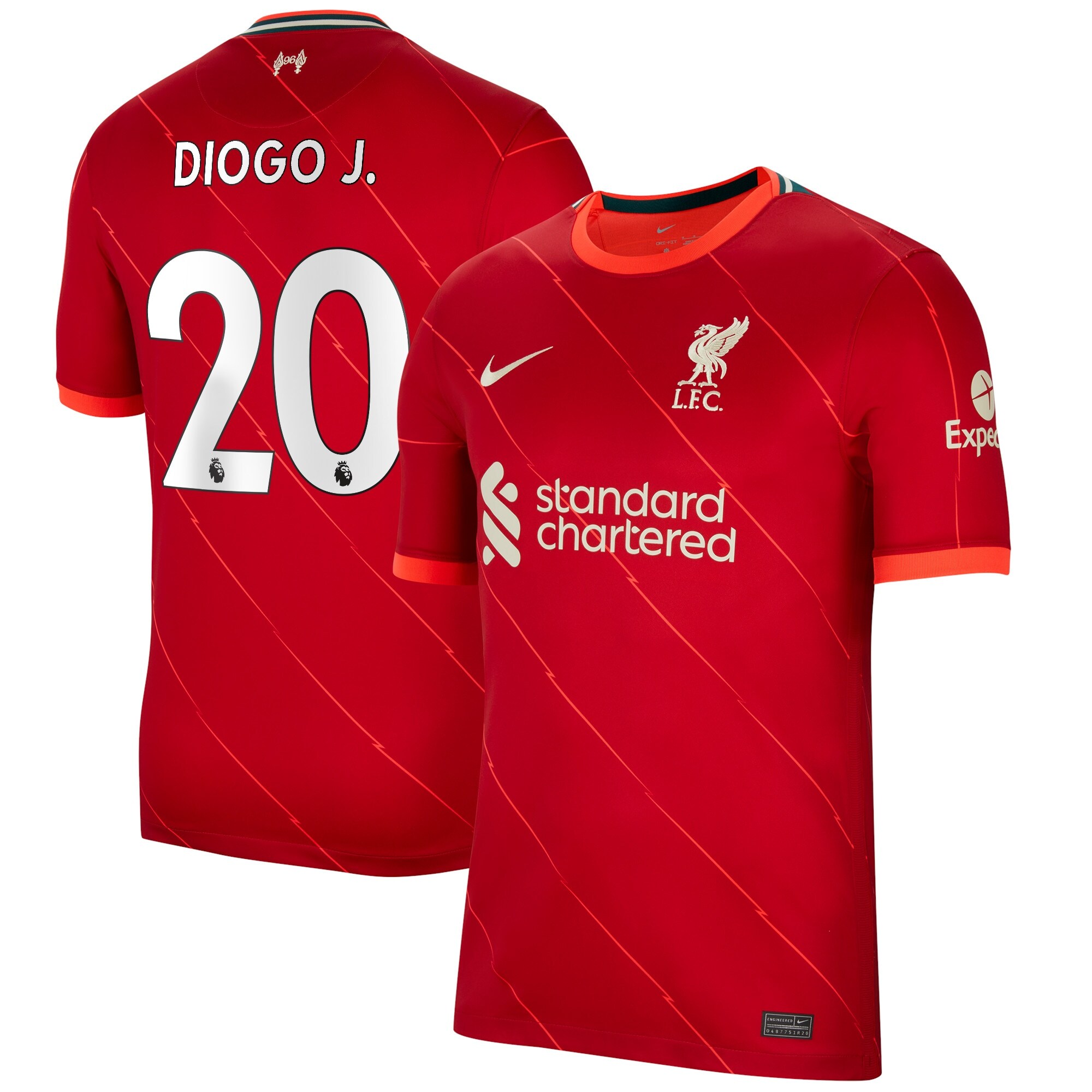 Liverpool Home Stadium Shirt 2021-22 with Diogo J. 20 printing