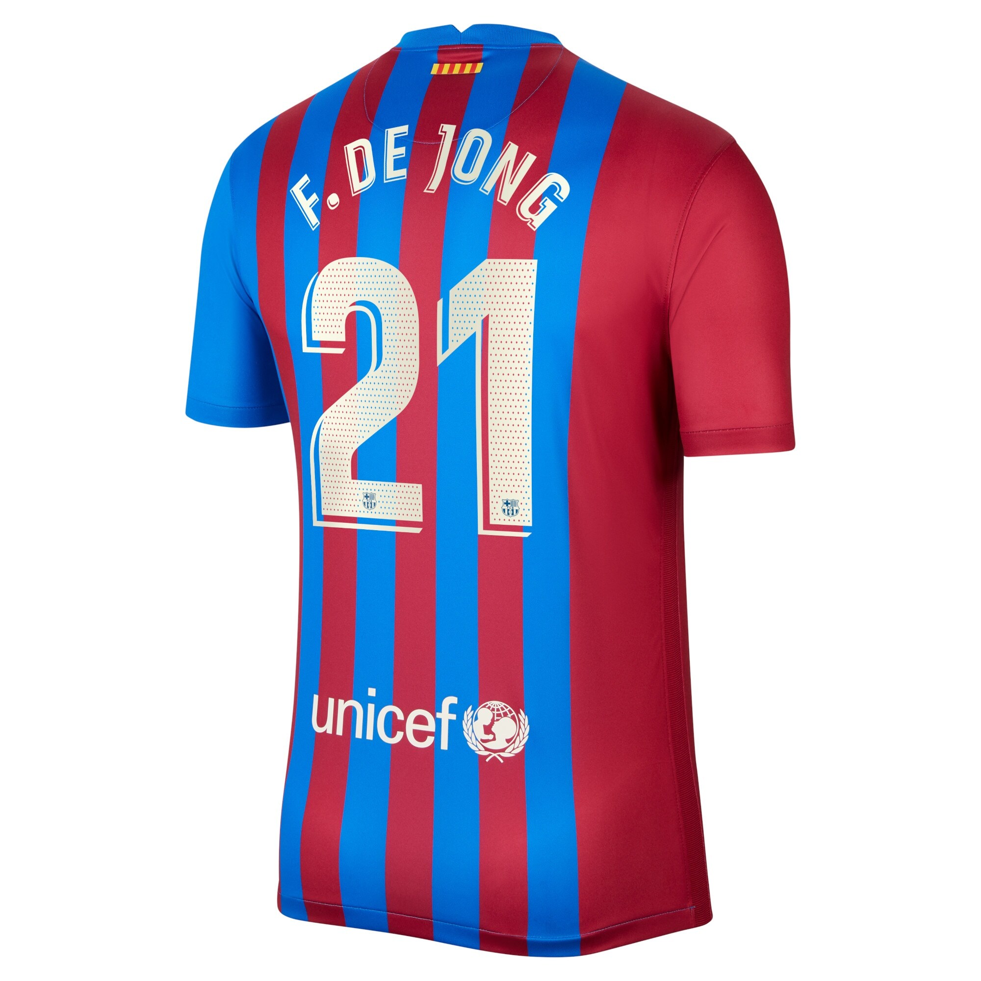 Barcelona Home Stadium Shirt 2021-22 with F. De Jong 21 printing