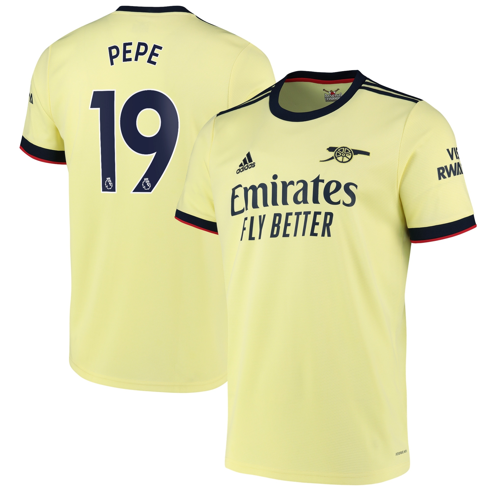 Arsenal Away Shirt 2021-22 with Pepe 19 printing