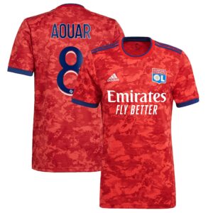 Olympique Lyon Away Shirt 2021-22 with Aouar 8 printing