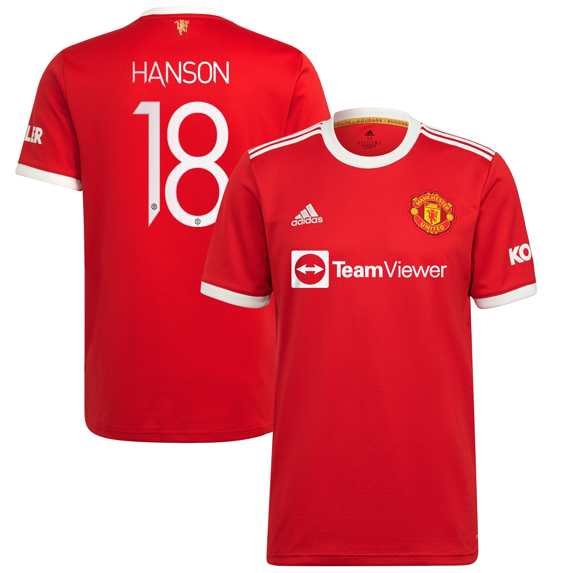 Manchester United Cup Home Shirt 2021-22 with Hanson 18 printing