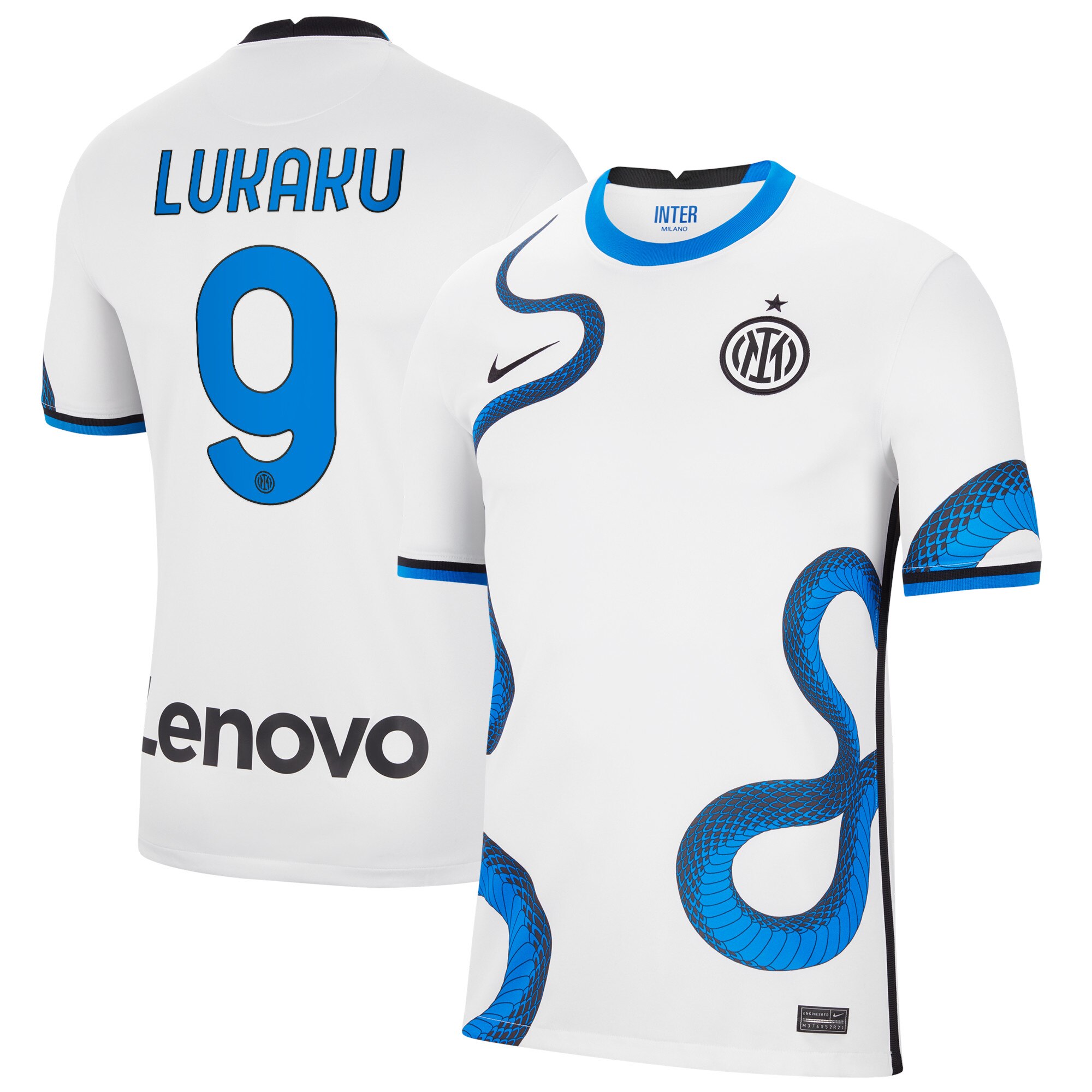 Inter Milan Away Stadium Shirt 2021-22 with Lukaku 9 printing