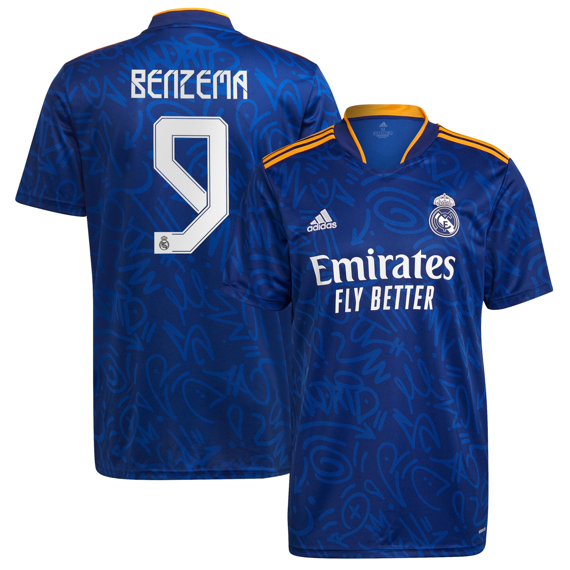 Real Madrid Away Shirt 2021-22 with Benzema 9 printing