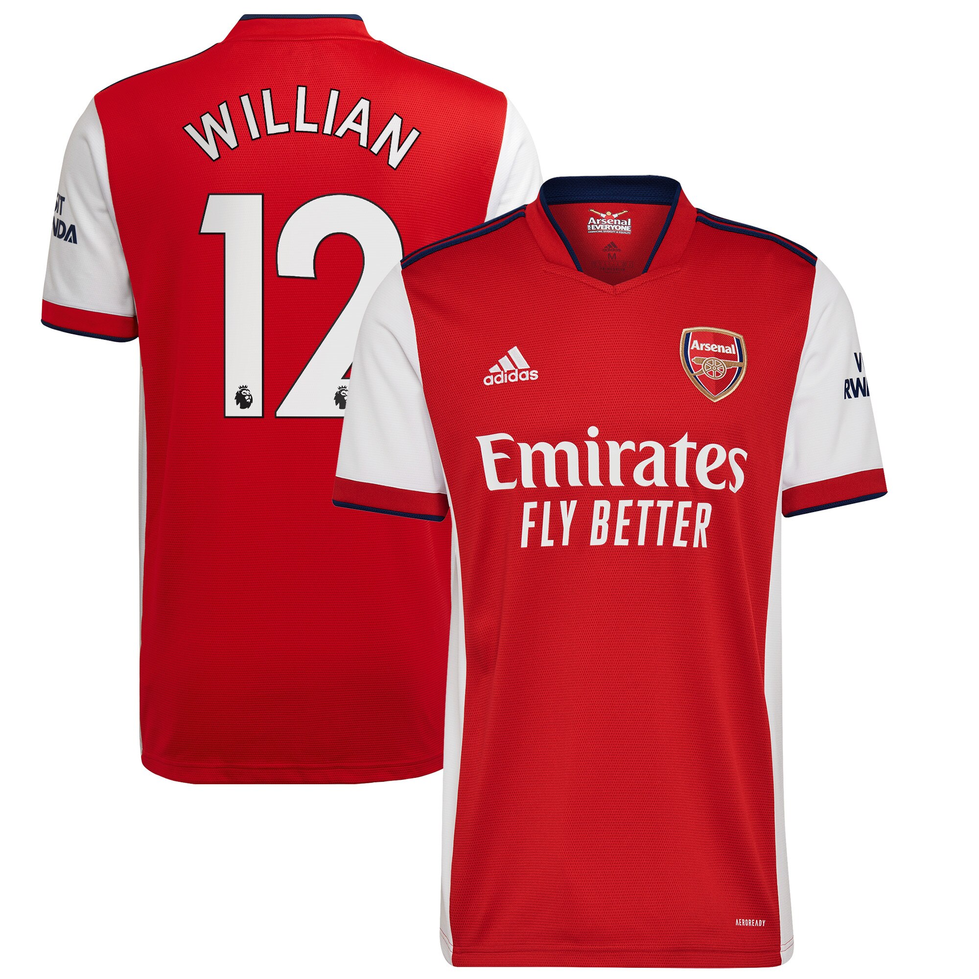 Arsenal Home Shirt 2021-22 with Willian 12 printing