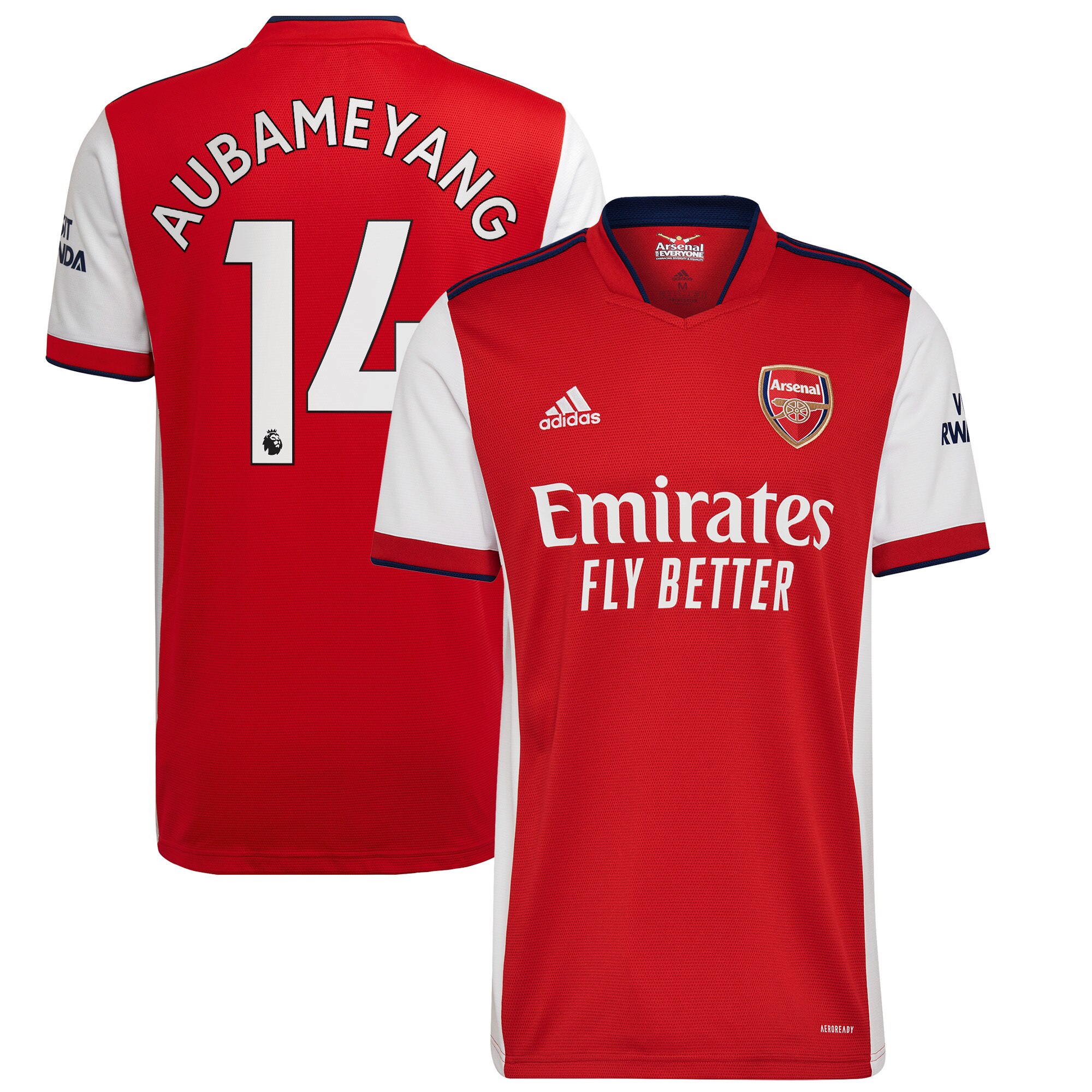 Arsenal Home Shirt 2021-22 with Aubameyang 14 printing