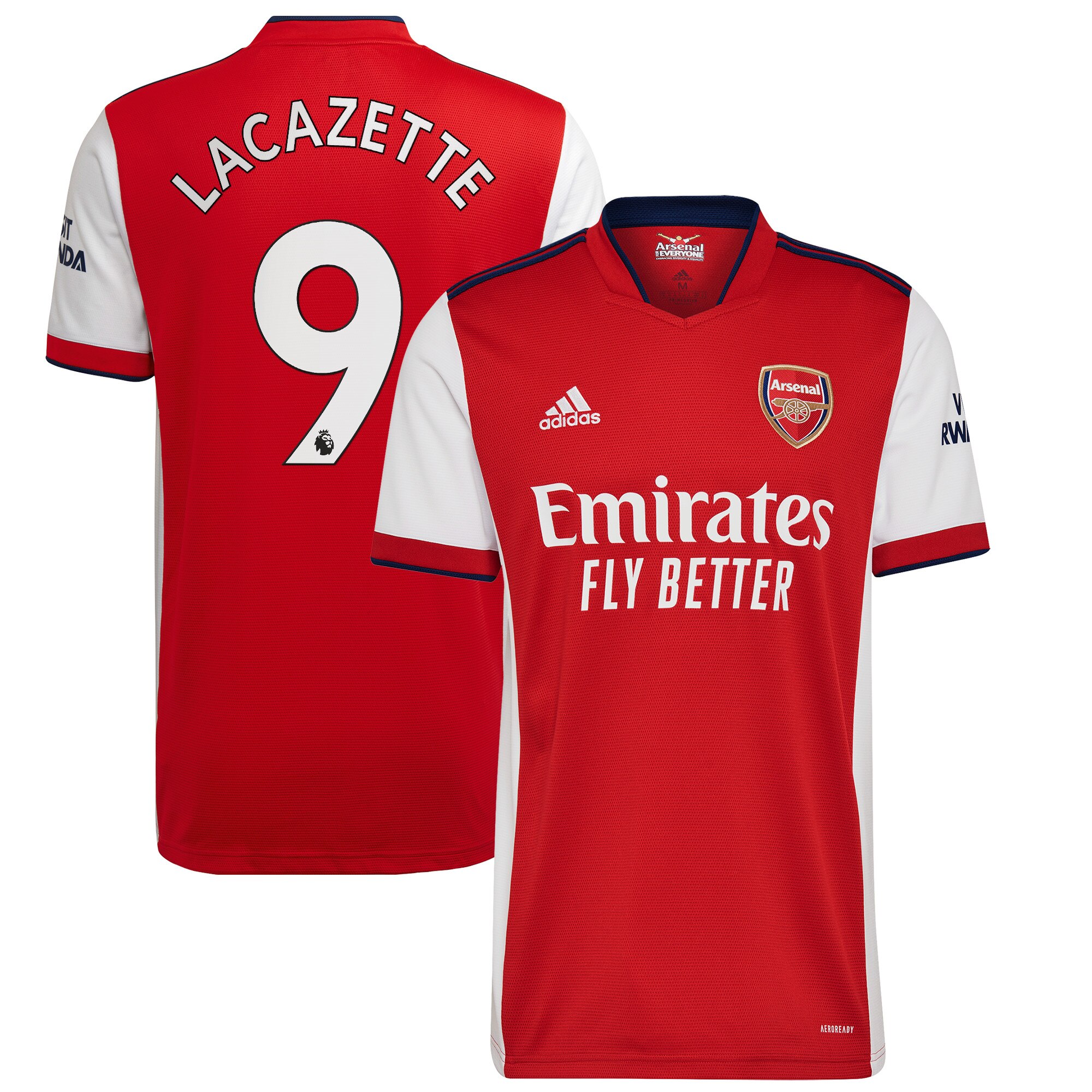 Arsenal Home Shirt 2021-22 with Lacazette 9 printing