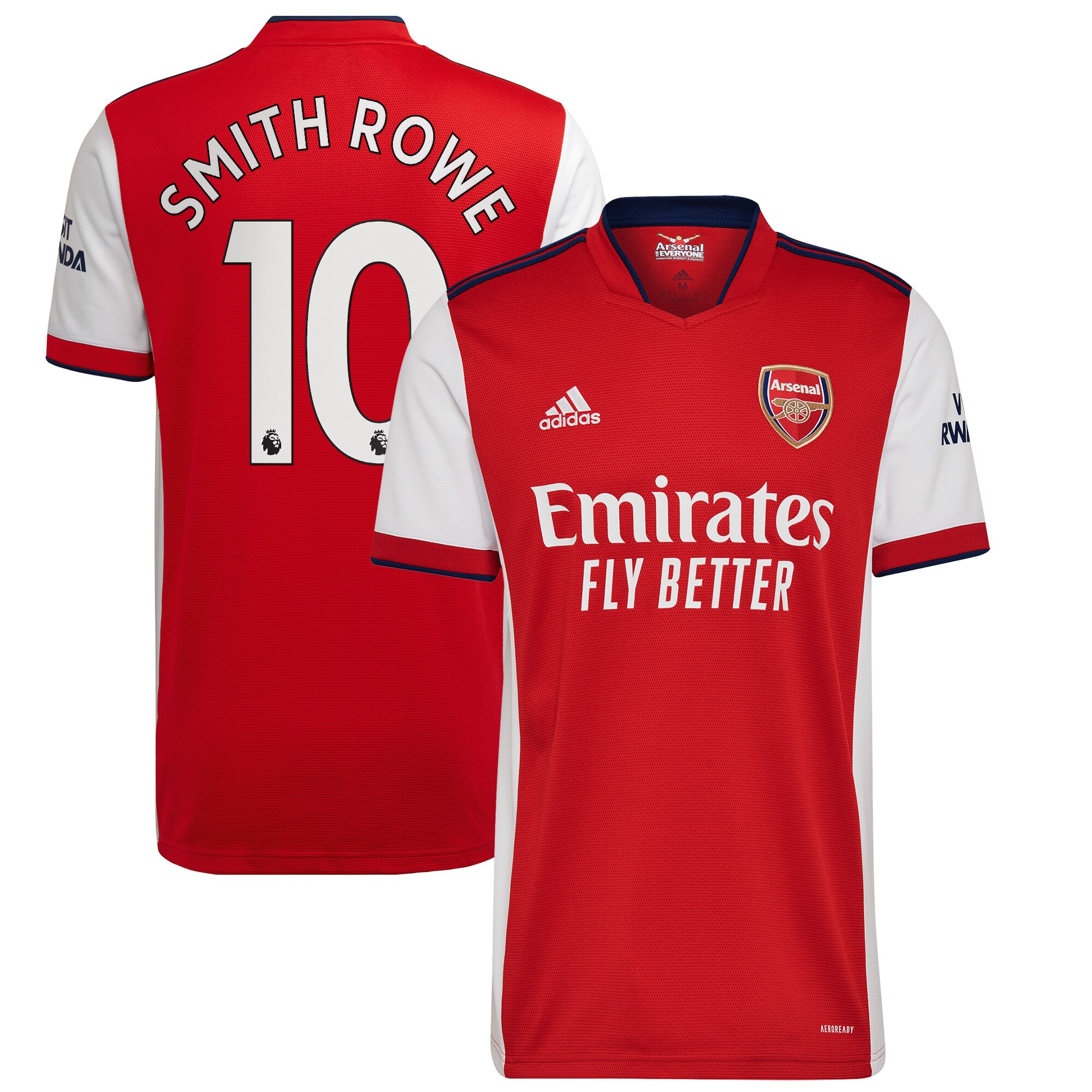 Arsenal Home Shirt 2021-22 with Smith Rowe 10 printing