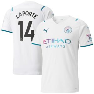 Manchester City Away Shirt 2021-22 with Laporte 14 printing