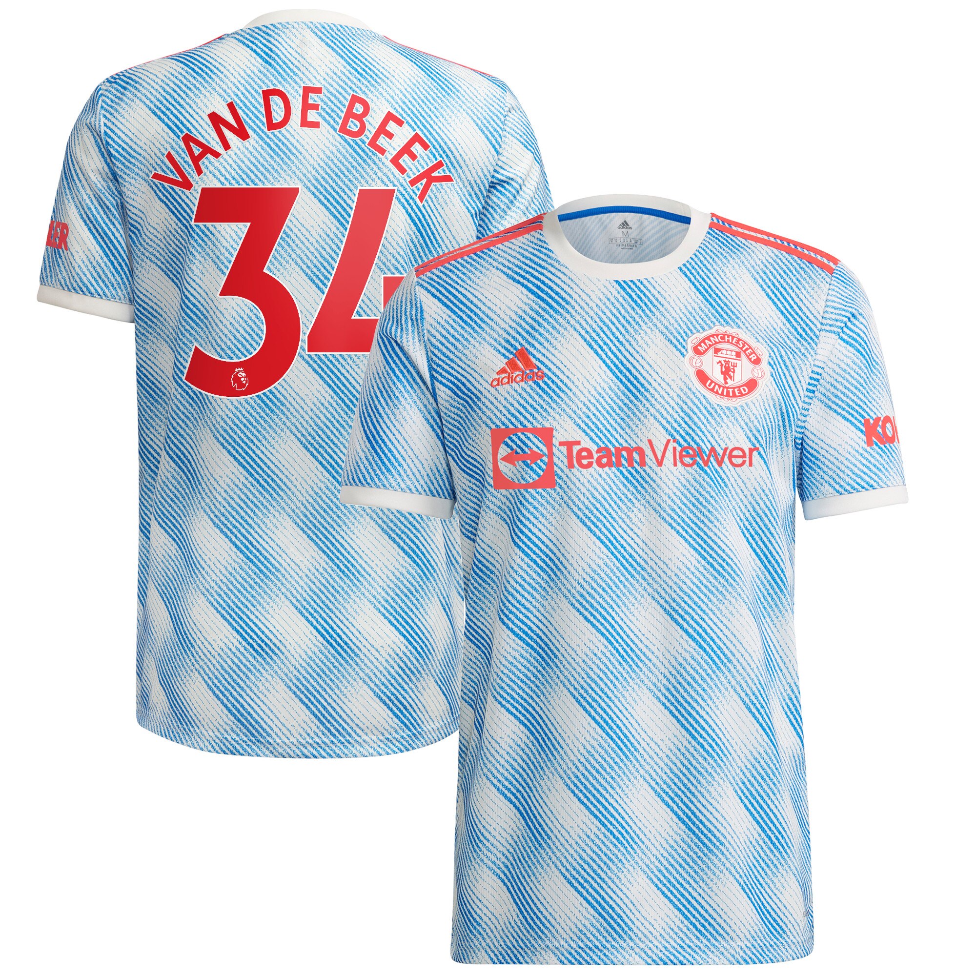 Manchester United Away Shirt 2021-22 with Van De Beek 34 printing