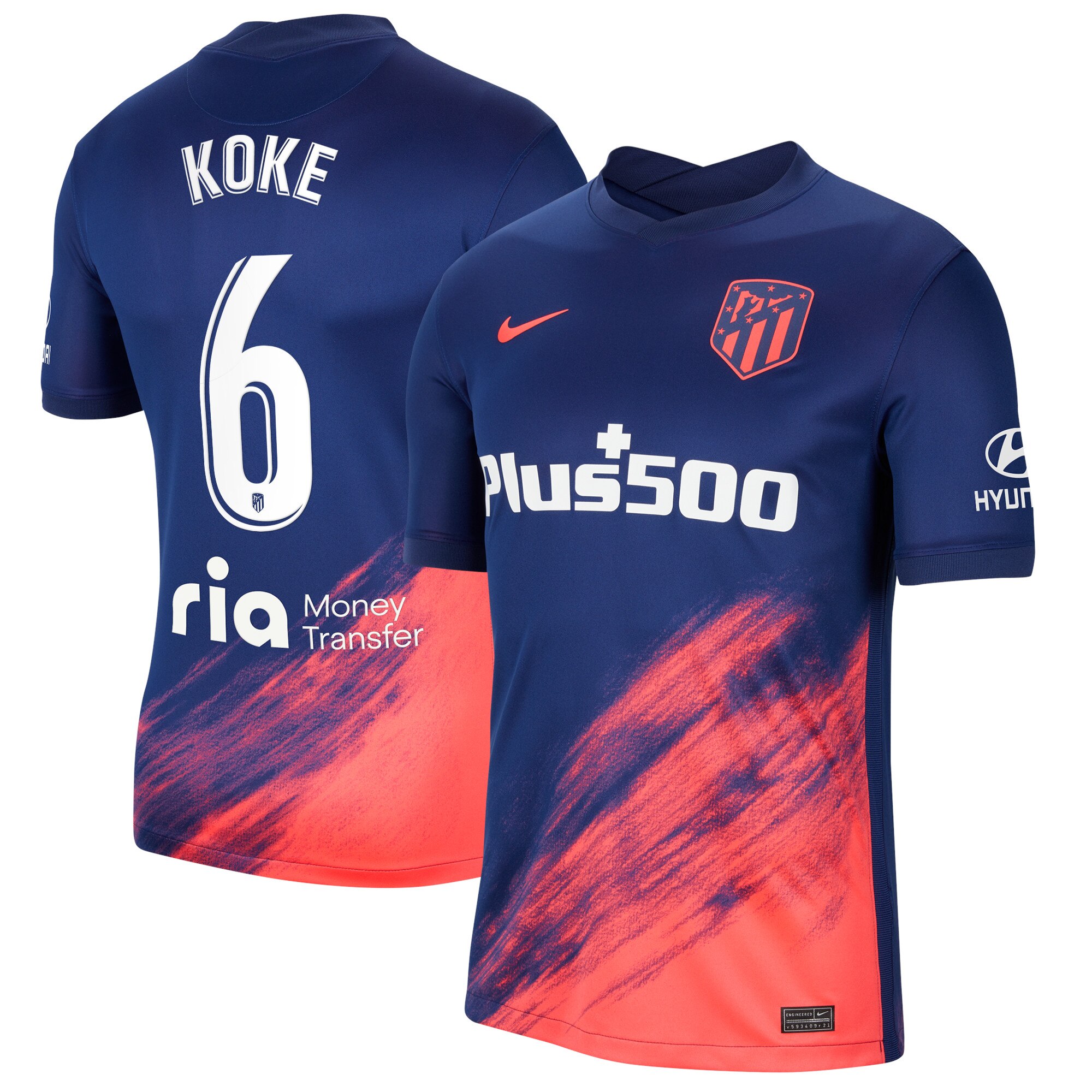 Atlético de Madrid Away Stadium Shirt 2021-22 with Koke 6 printing