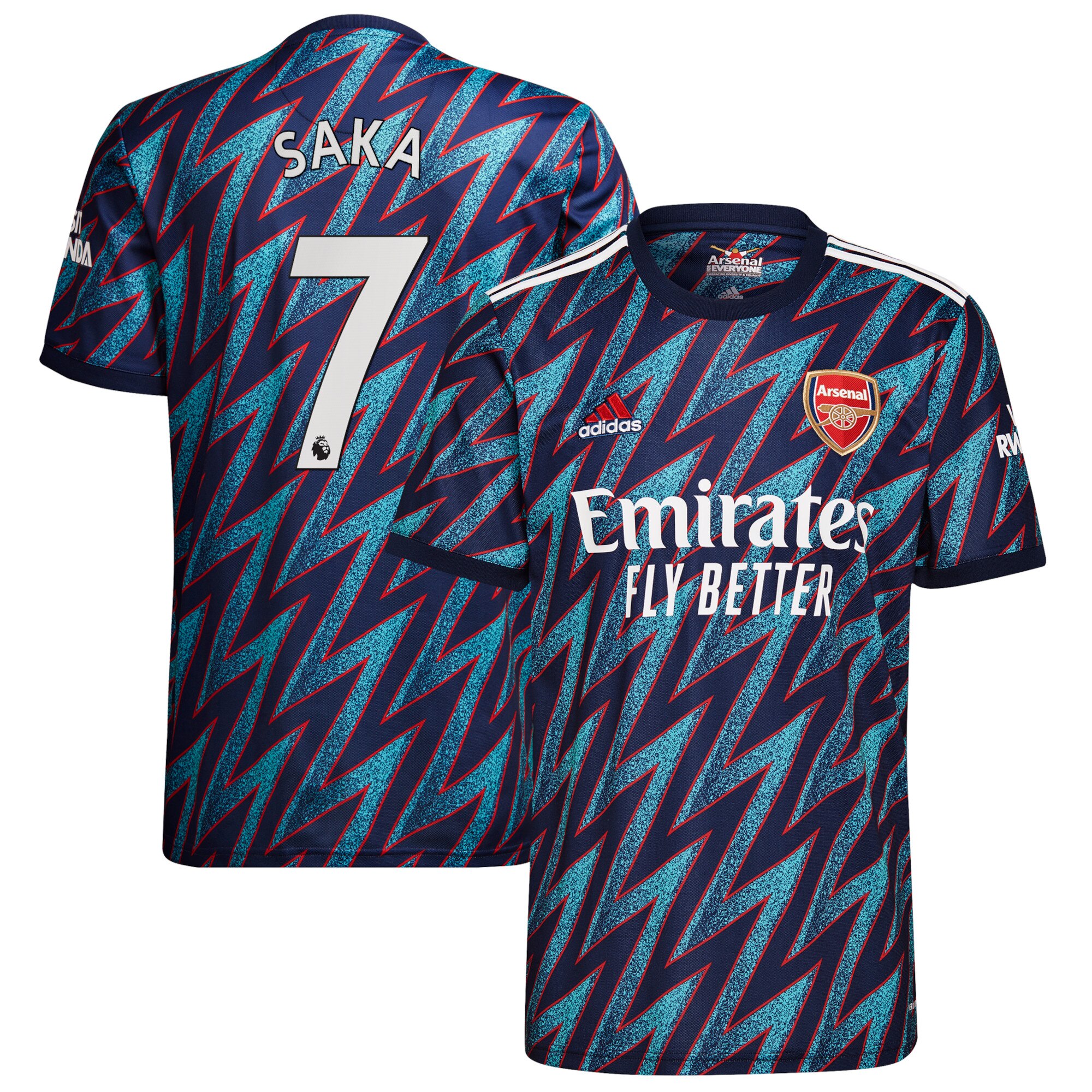 Arsenal Third Shirt 2021-22 with Saka 7 printing