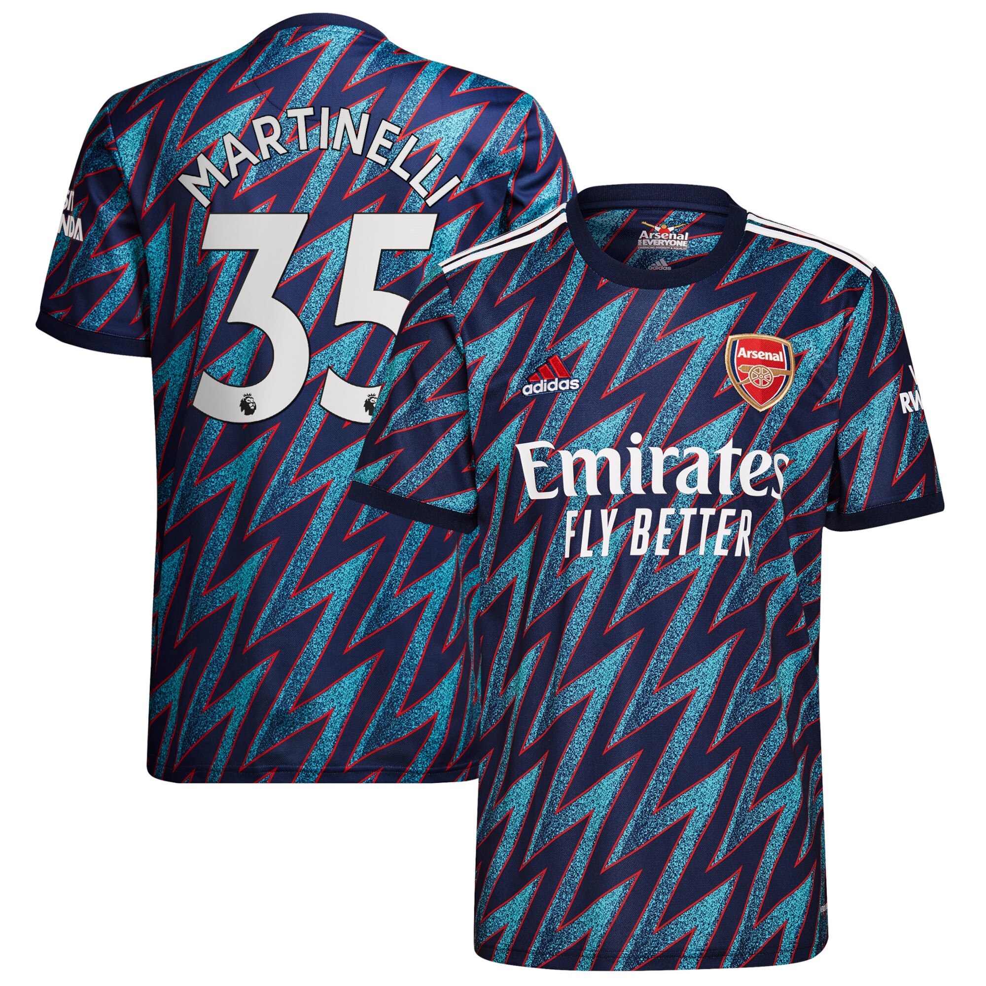 Arsenal Third Shirt 2021-22 with Martinelli 35 printing