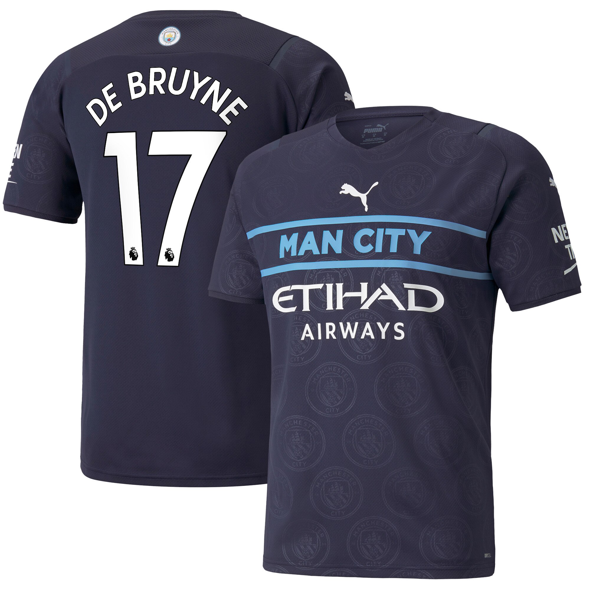 Manchester City Third Shirt 2021-22 with De Bruyne 17 printing