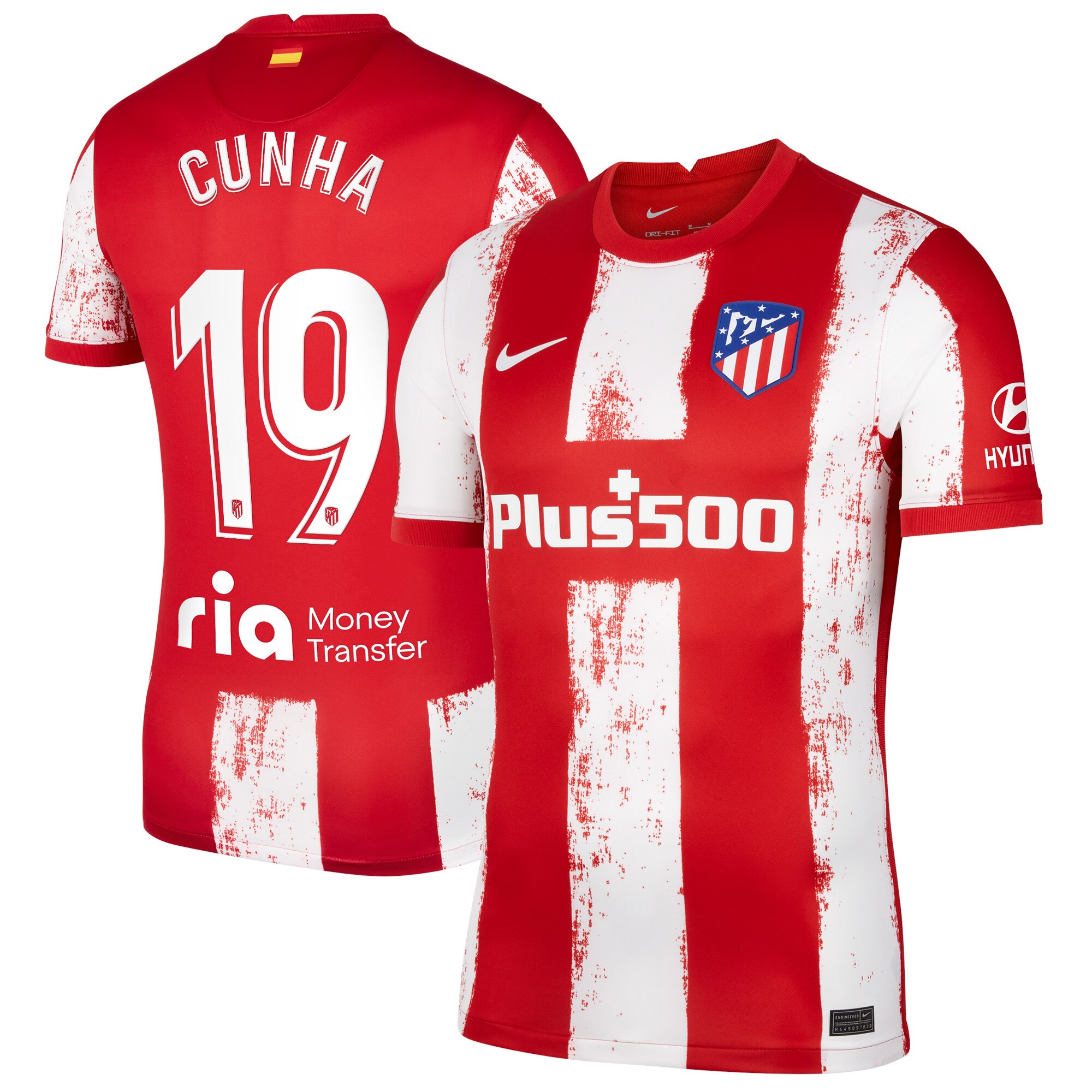 Atlético de Madrid Home Stadium Shirt 2021-22 with Cunha 19 printing