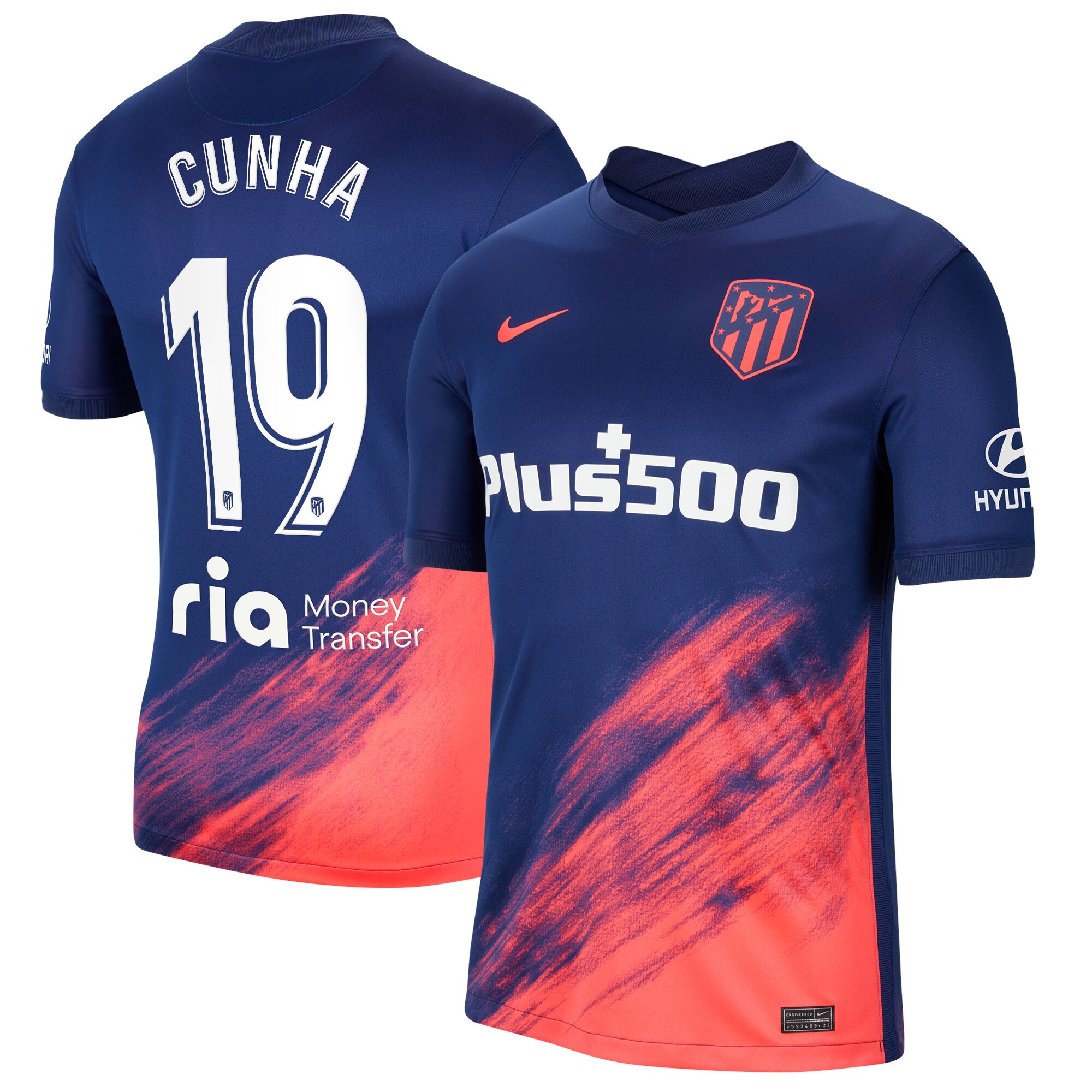 Atlético de Madrid Away Stadium Shirt 2021-22 with Cunha 19 printing