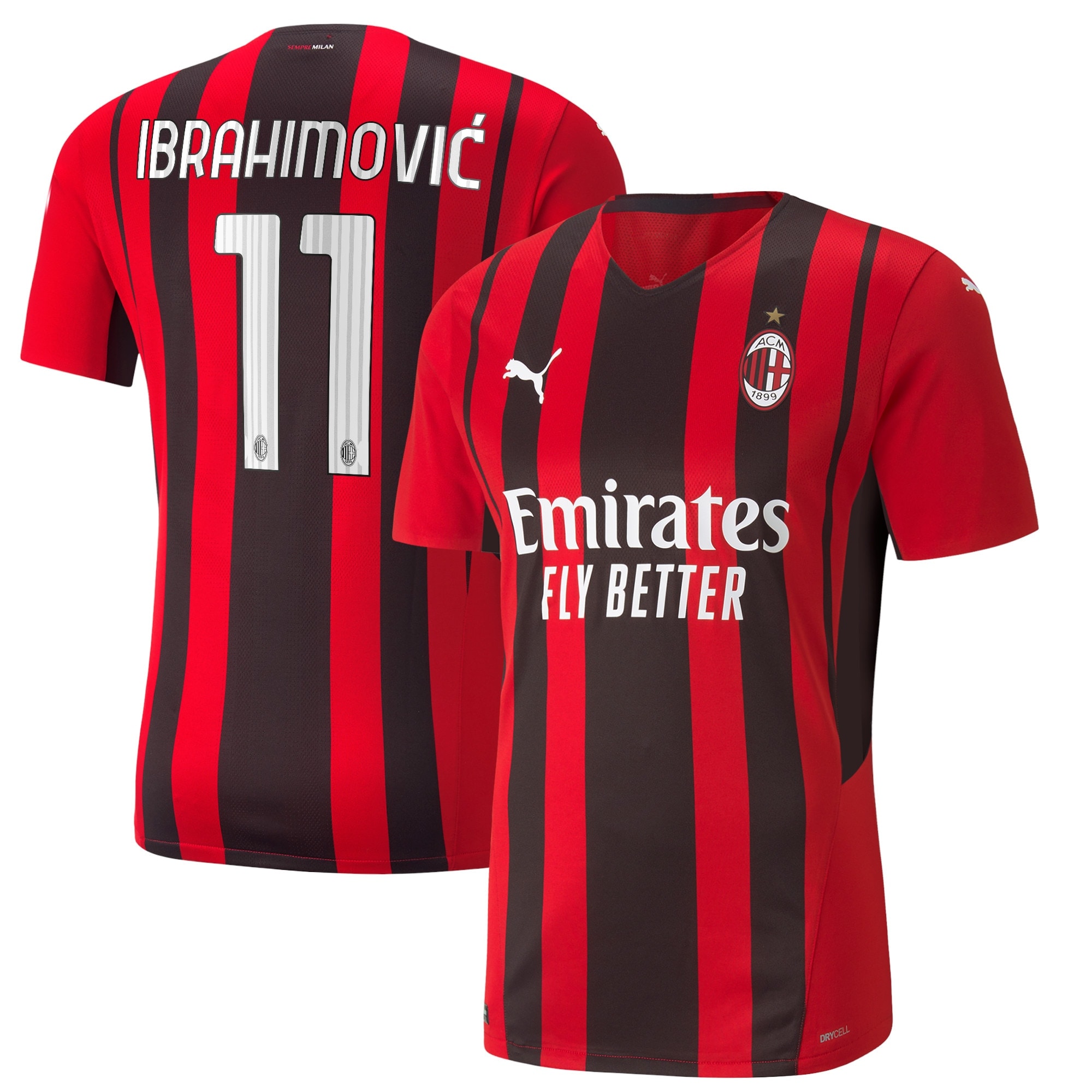 AC Milan Authentic Home Shirt 2021-22 with Ibrahimovic 11 printing