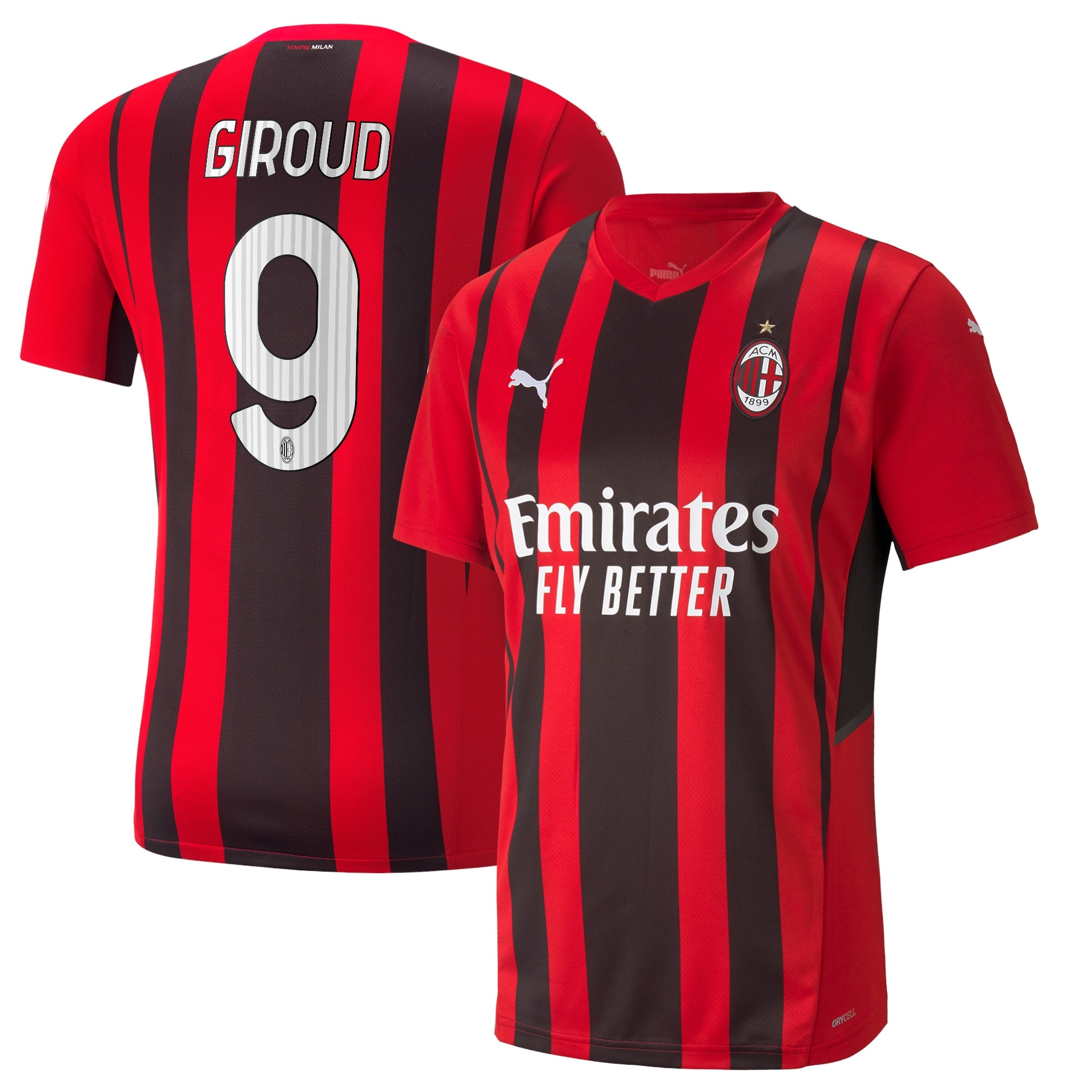 AC Milan Home Shirt 2021-22 with Giroud 9 printing