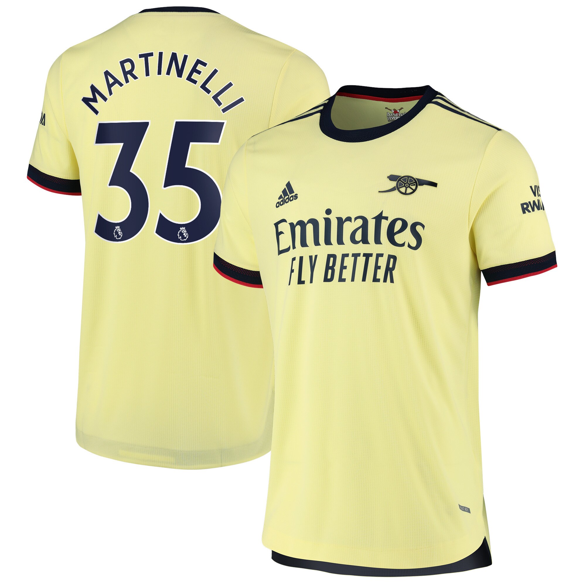 Arsenal Away Authentic Shirt 2021-22 with Martinelli 35 printing
