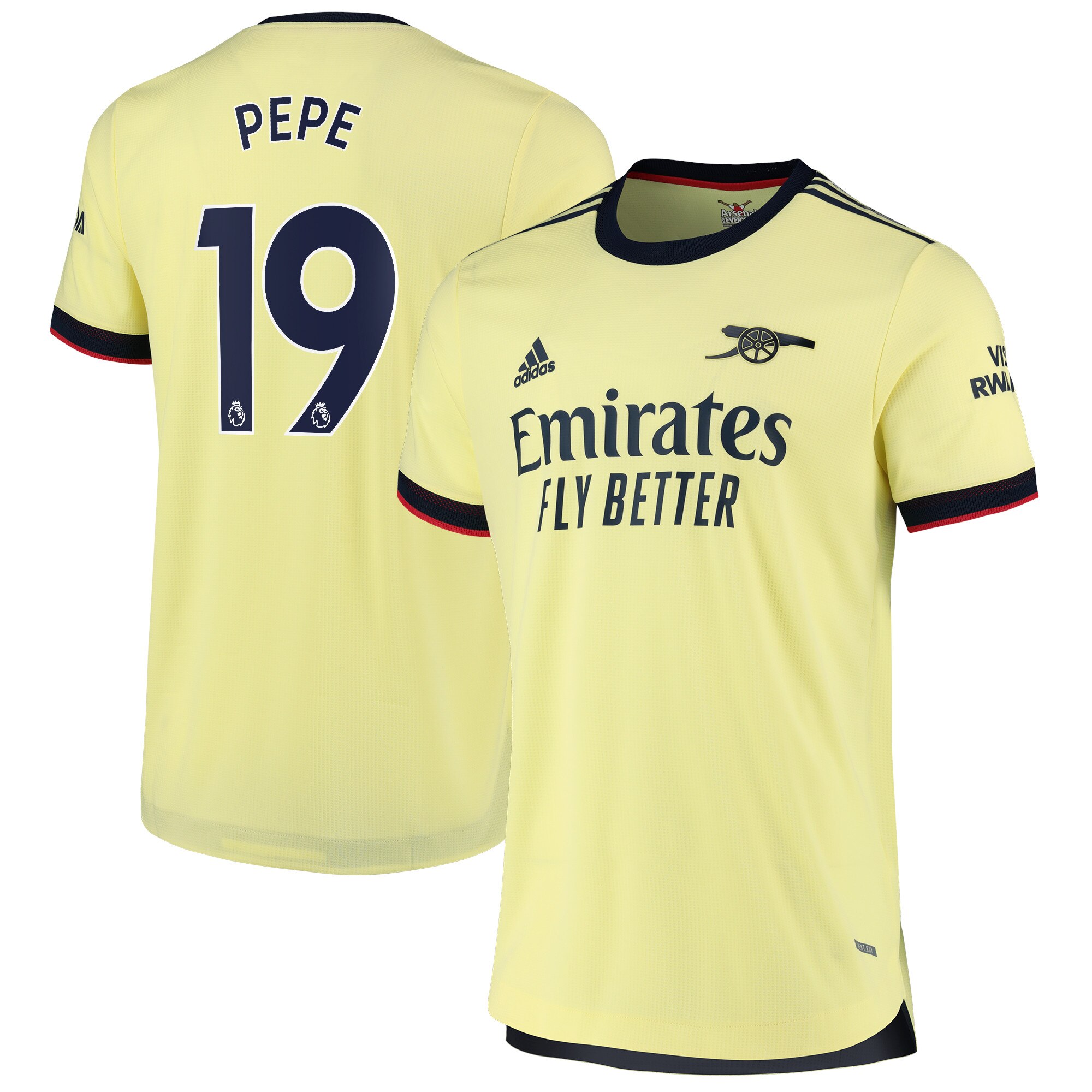 Arsenal Away Authentic Shirt 2021-22 with Pepe 19 printing