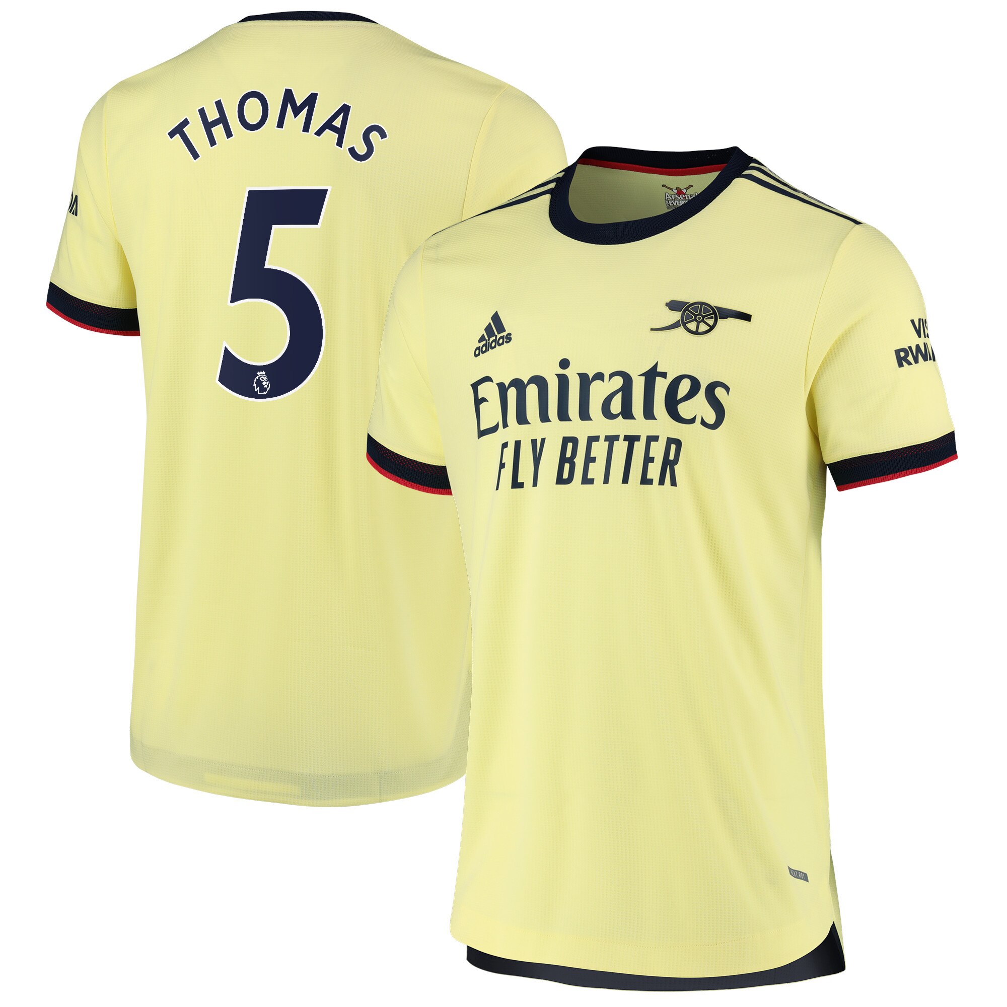 Arsenal Away Authentic Shirt 2021-22 with Thomas 5 printing