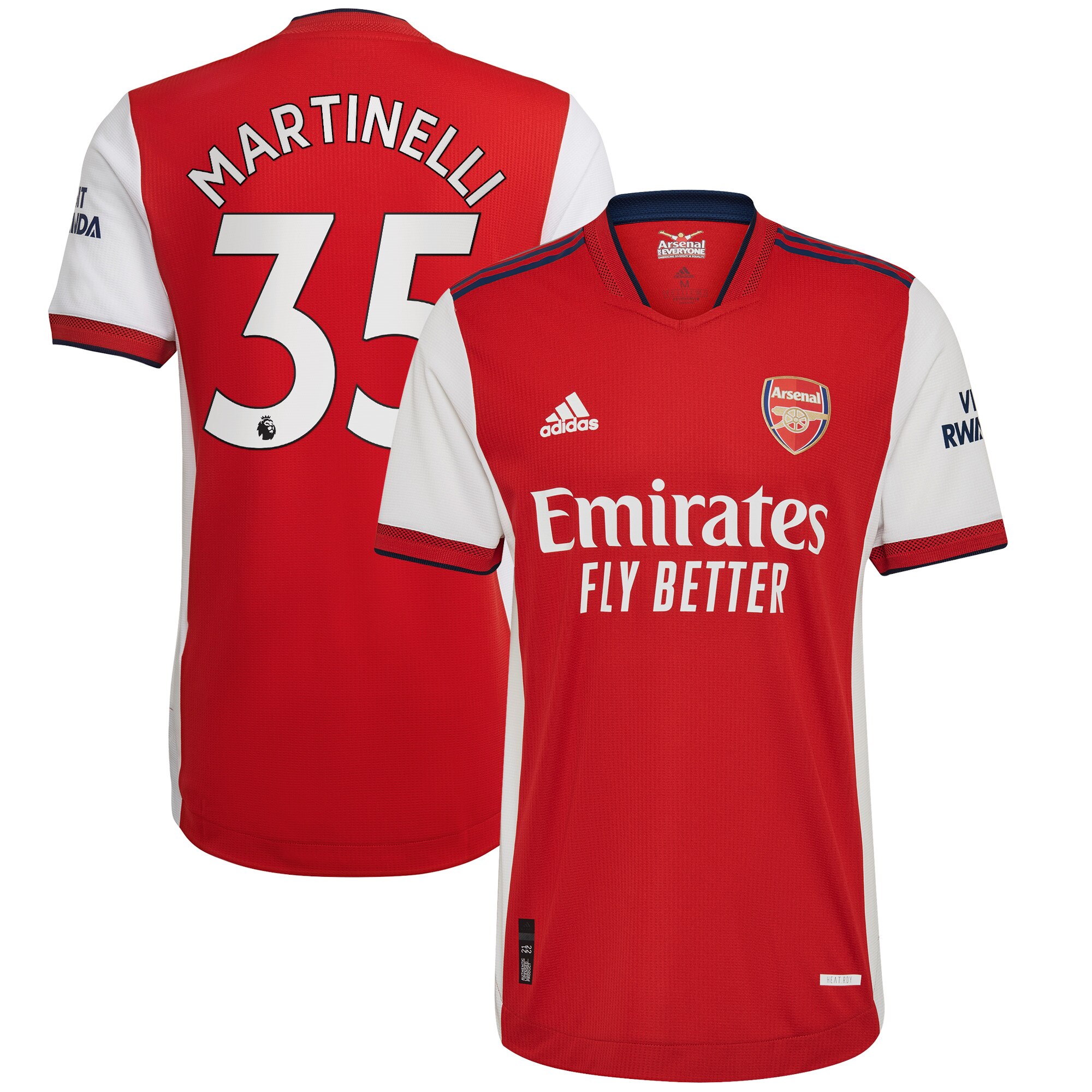 Arsenal Home Authentic Shirt 2021-22 with Martinelli 35 printing