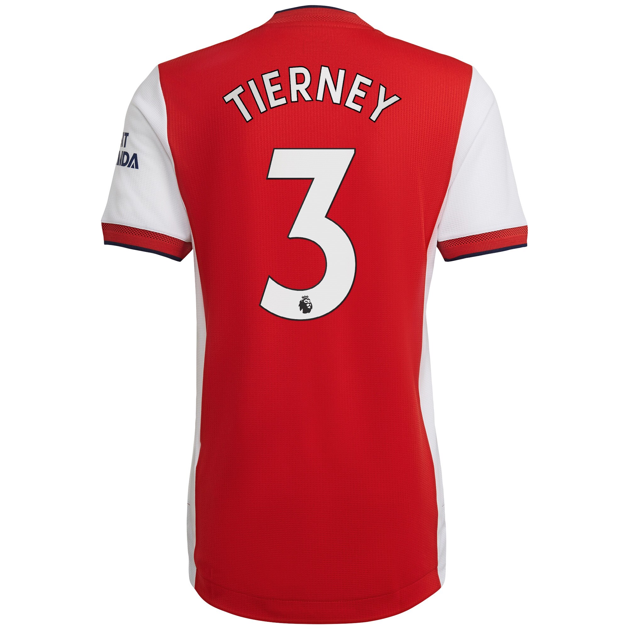 Arsenal Home Authentic Shirt 2021-22 with Tierney 3 printing