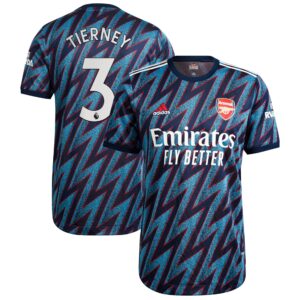 Arsenal Third Authentic Shirt 2021-22 with Tierney 3 printing