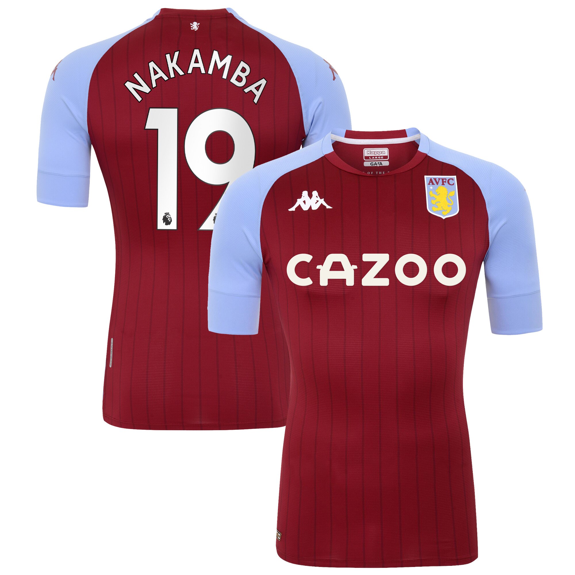 Aston Villa Home Pro Shirt 2020-21 with Nakamba 19 printing