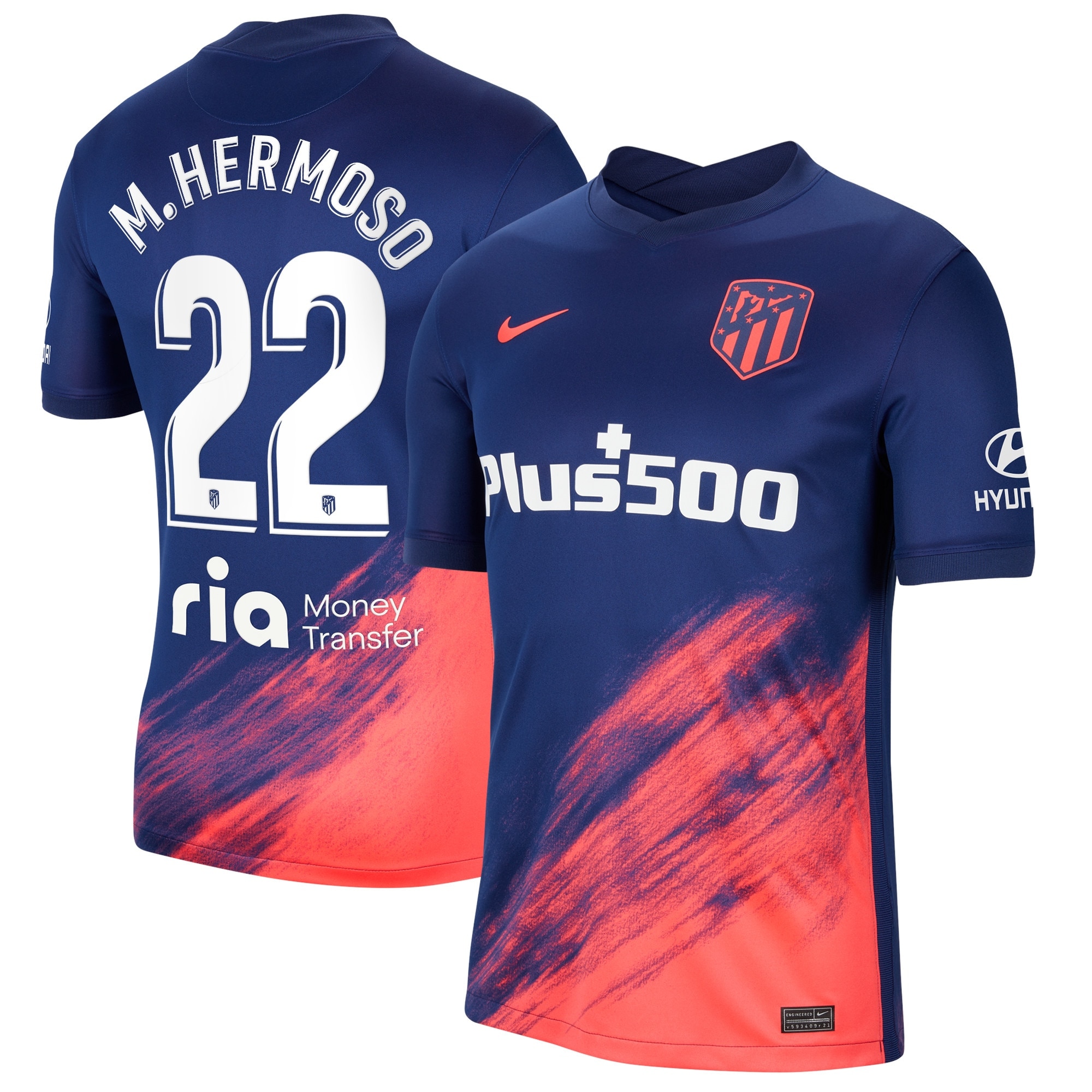 Atlético de Madrid Away Stadium Shirt 2021-22 with M.Hermoso 22 printing