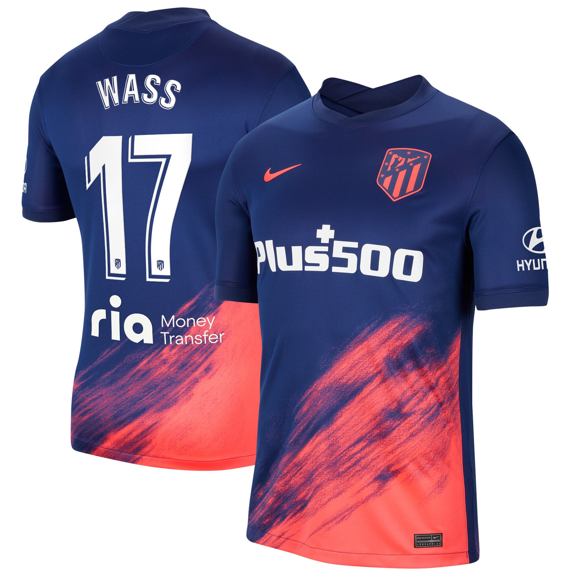 Atlético de Madrid Away Stadium Shirt 2021-22 with Wass 17 printing