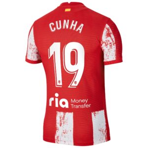 Atlético de Madrid Home Vapor Match Shirt 2021-22 with Cunha 19 printing