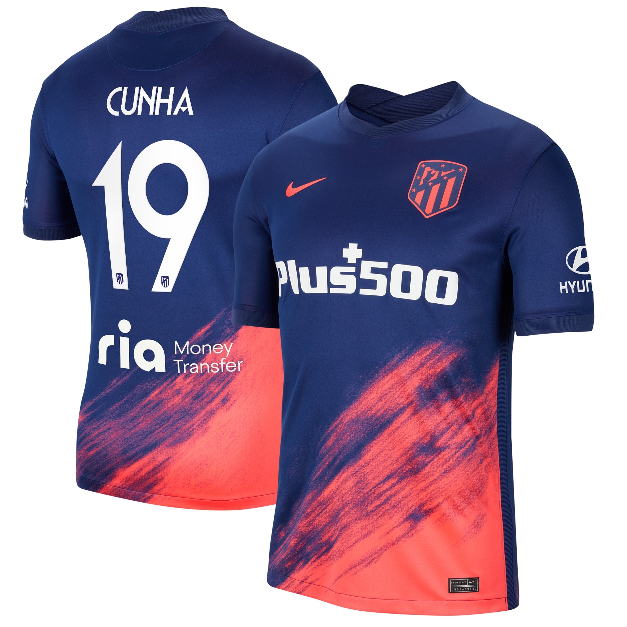 Atlético de Madrid Metropolitano Away Stadium Shirt 2021-22 with Cunha 19 printing