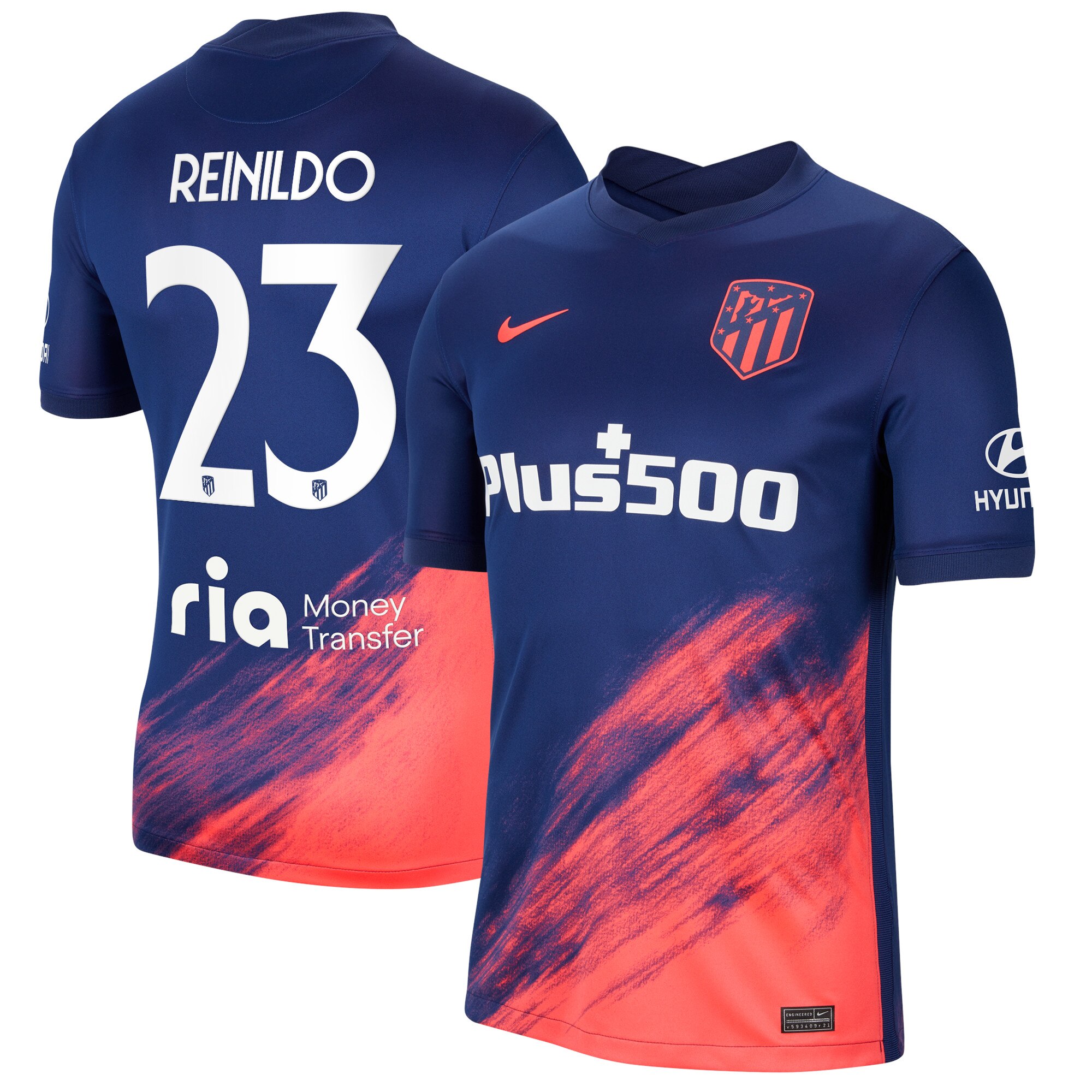 Atlético de Madrid Metropolitano Away Stadium Shirt 2021-22 with Reinildo 23 printing