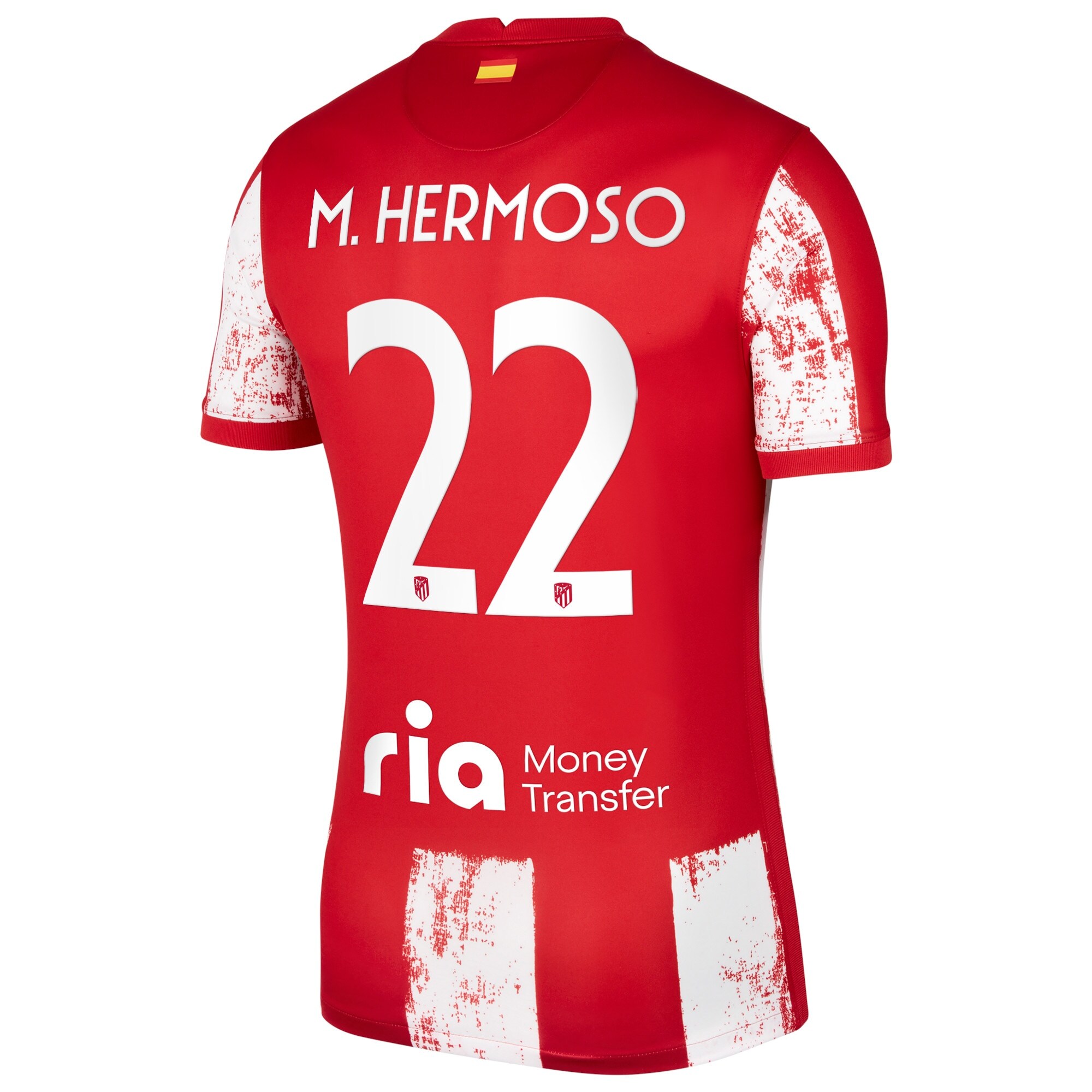 Atlético de Madrid Metropolitano Home Stadium Shirt 2021-22 with M.Hermoso 22 printing