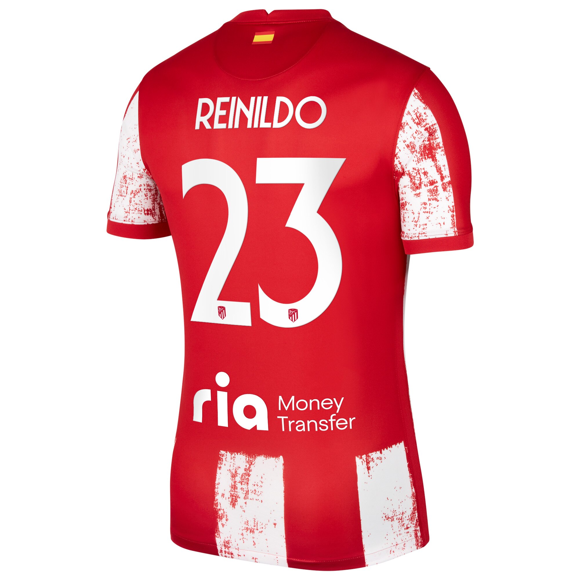 Atlético de Madrid Metropolitano Home Stadium Shirt 2021-22 with Reinildo 23 printing