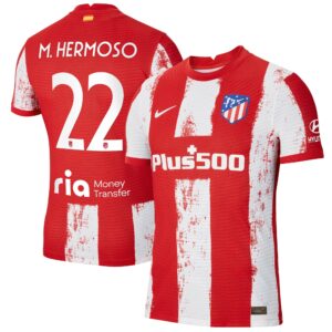 Atlético de Madrid Metropolitano Home Vapor Match Shirt 2021-22 with M.Hermoso 22 printing