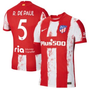 Atlético de Madrid Metropolitano Home Vapor Match Shirt 2021-22 with R. De Paul 5 printing