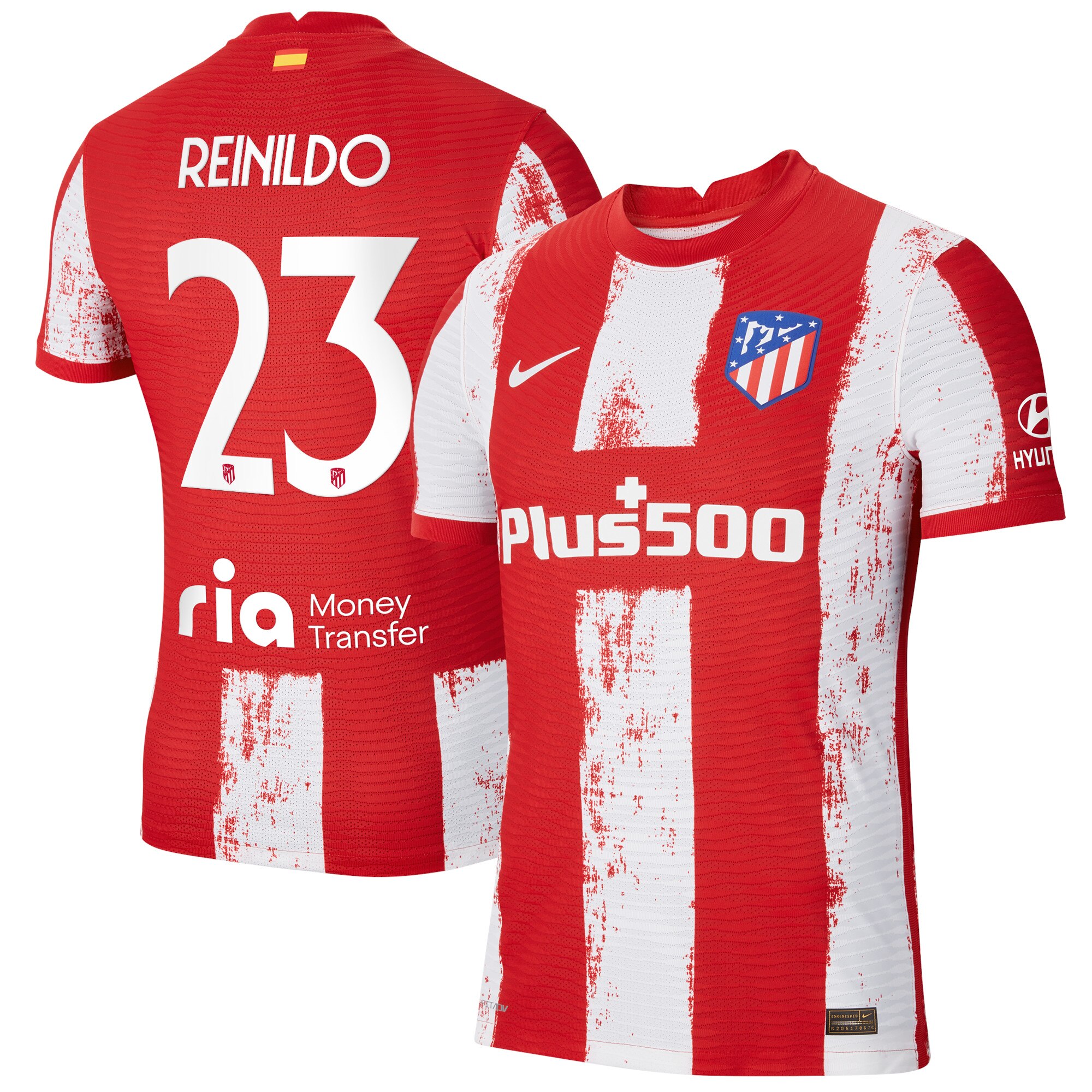 Atlético de Madrid Metropolitano Home Vapor Match Shirt 2021-22 with Reinildo 23 printing