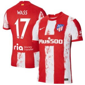 Atlético de Madrid Metropolitano Home Vapor Match Shirt 2021-22 with Wass 17 printing