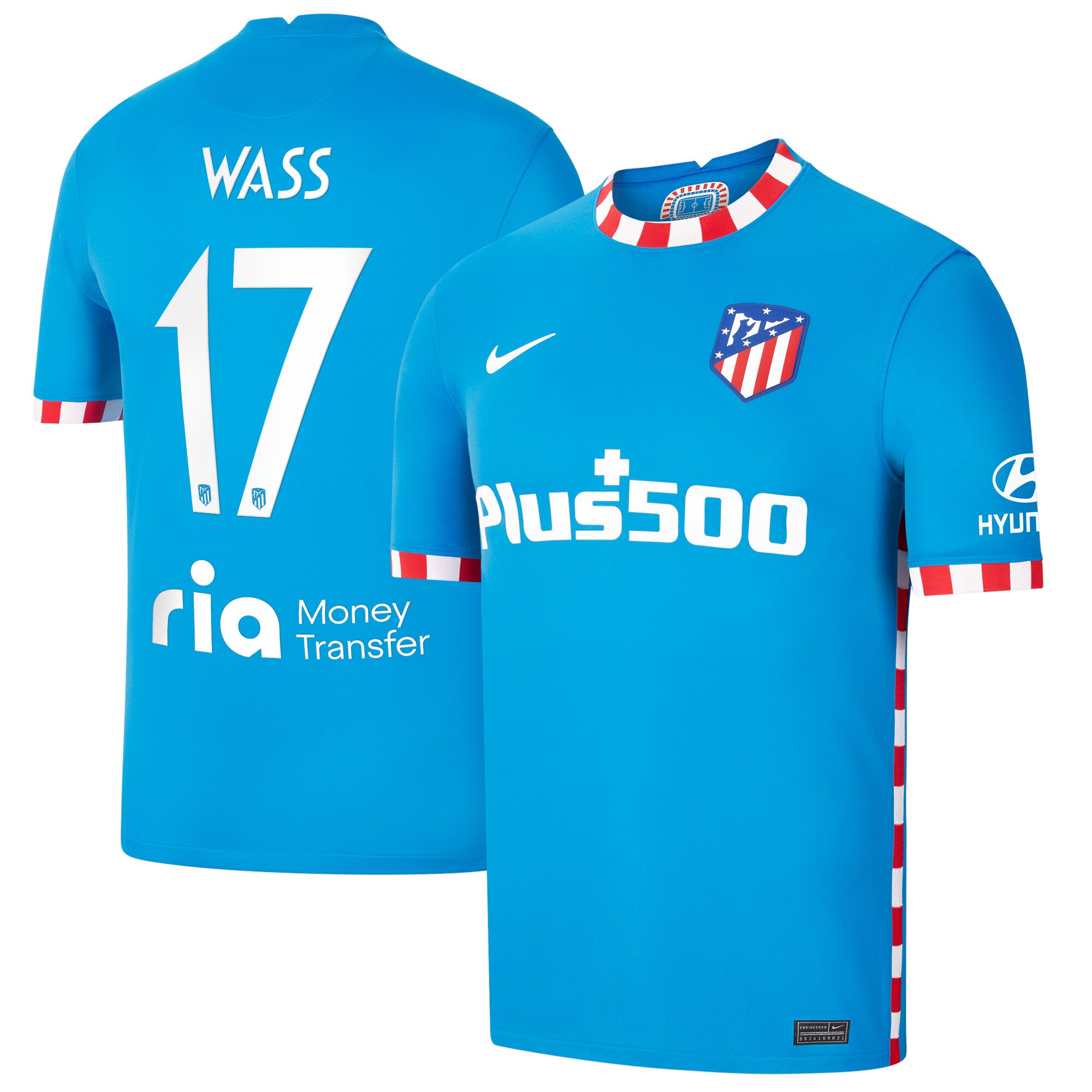 Atlético de Madrid Metropolitano Third Stadium Shirt 2021-22 with Wass 17 printing