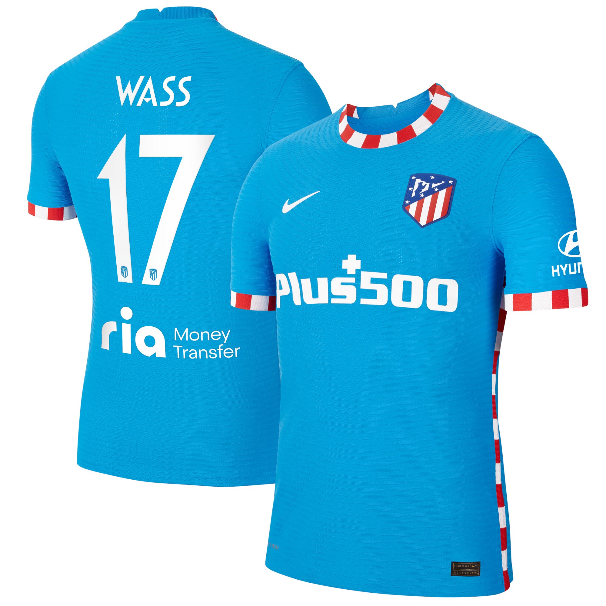 Atlético de Madrid Metropolitano Third Vapor Match Shirt 2021-22 with Wass 17 printing