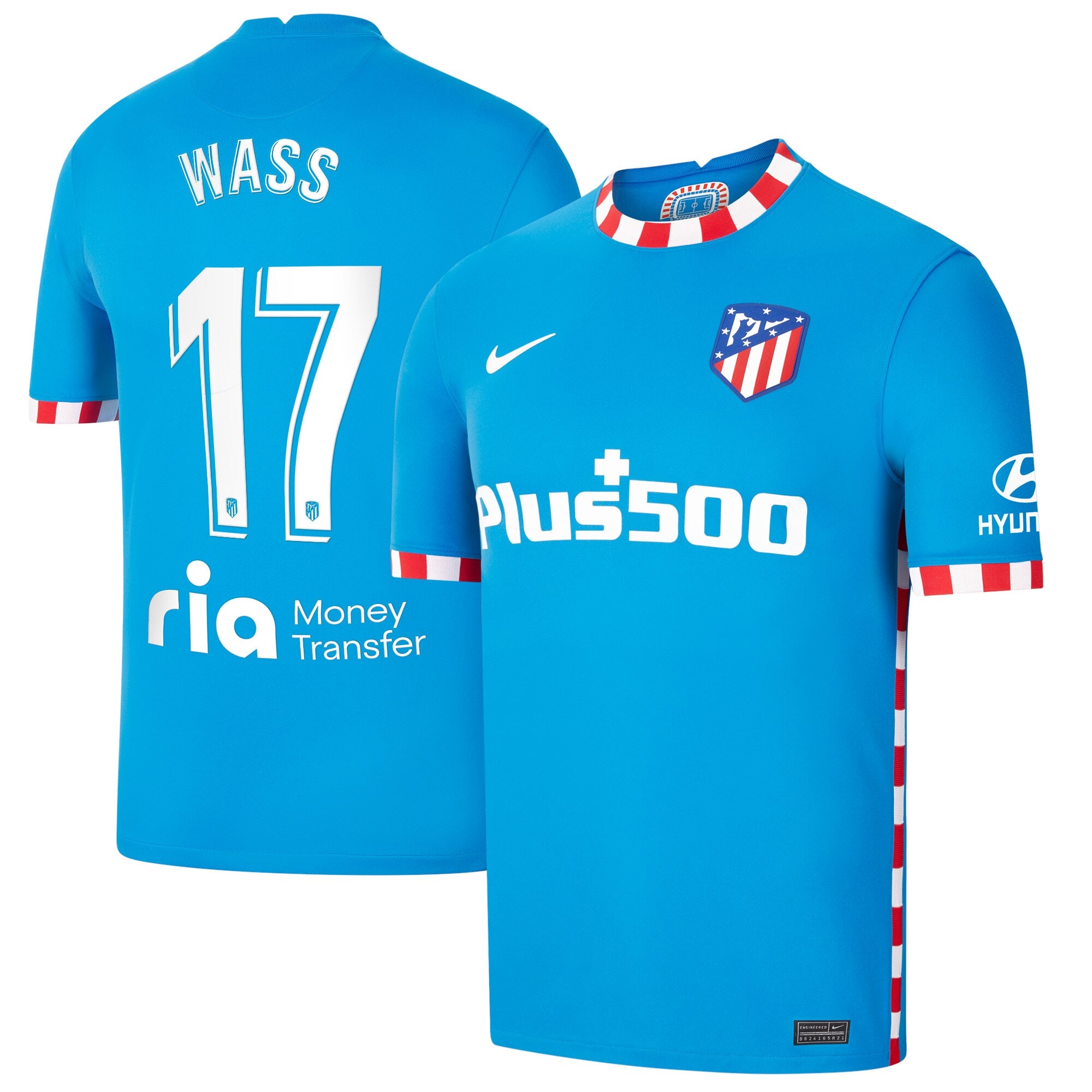 Atlético de Madrid Third Stadium Shirt 2021-22 with Wass 17 printing