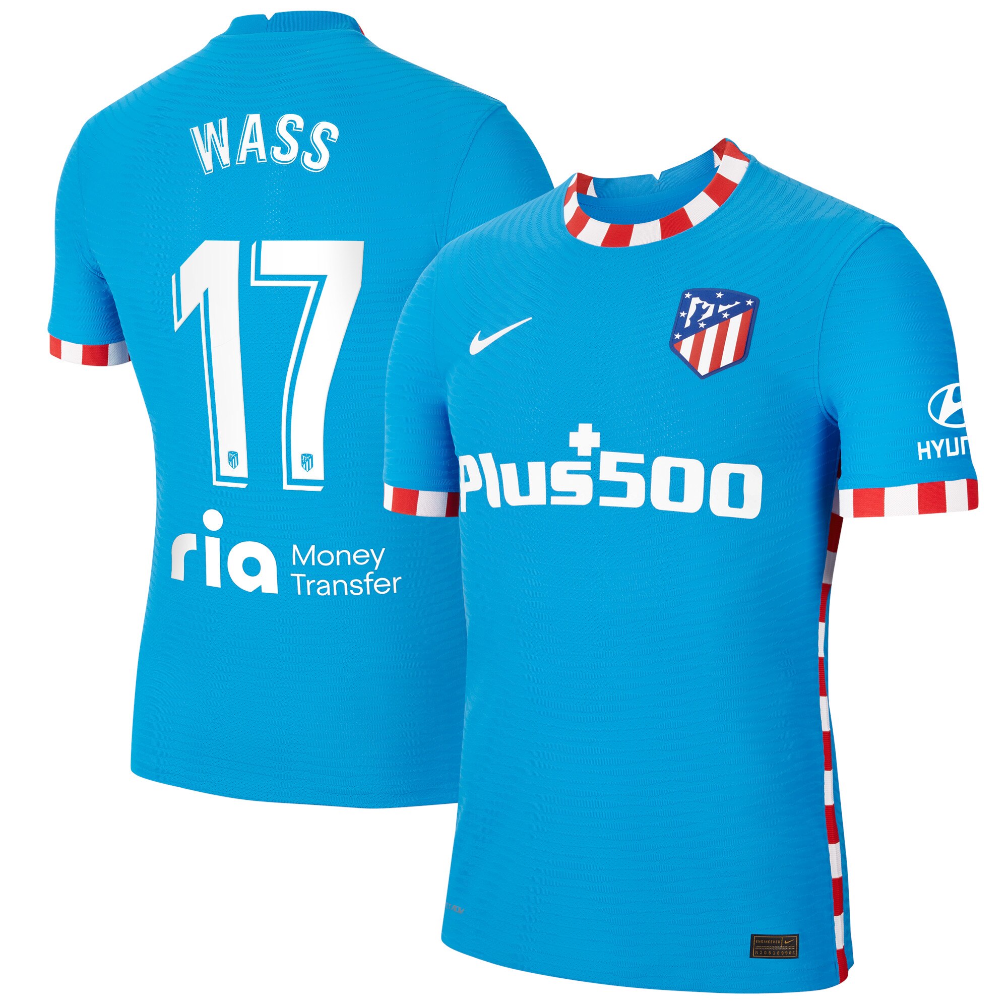 Atlético de Madrid Third Vapor Match Shirt 2021-22 with Wass 17 printing