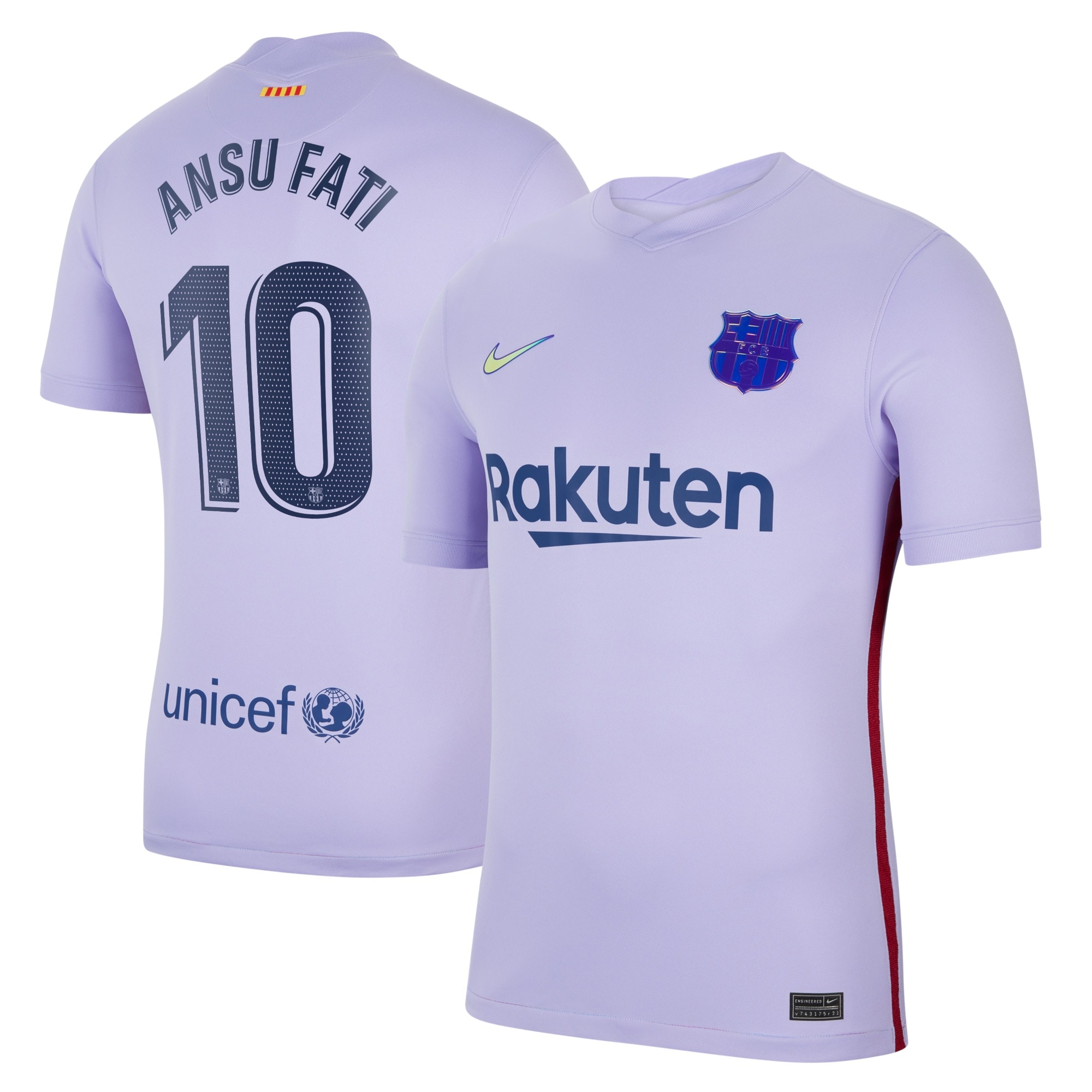 Barcelona Away Stadium Shirt 2021-22 with Ansu Fati 10 printing