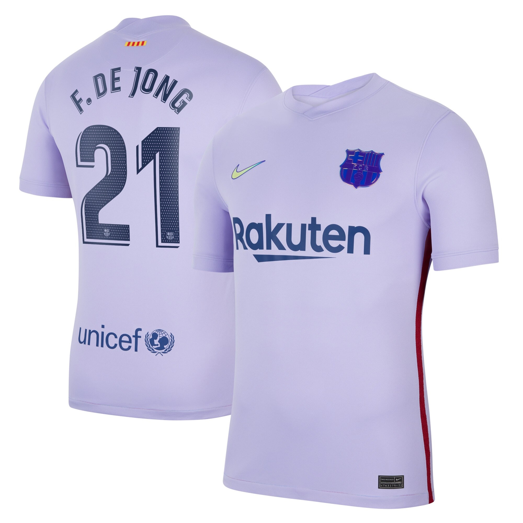 Barcelona Away Stadium Shirt 2021-22 with F. De Jong 21 printing