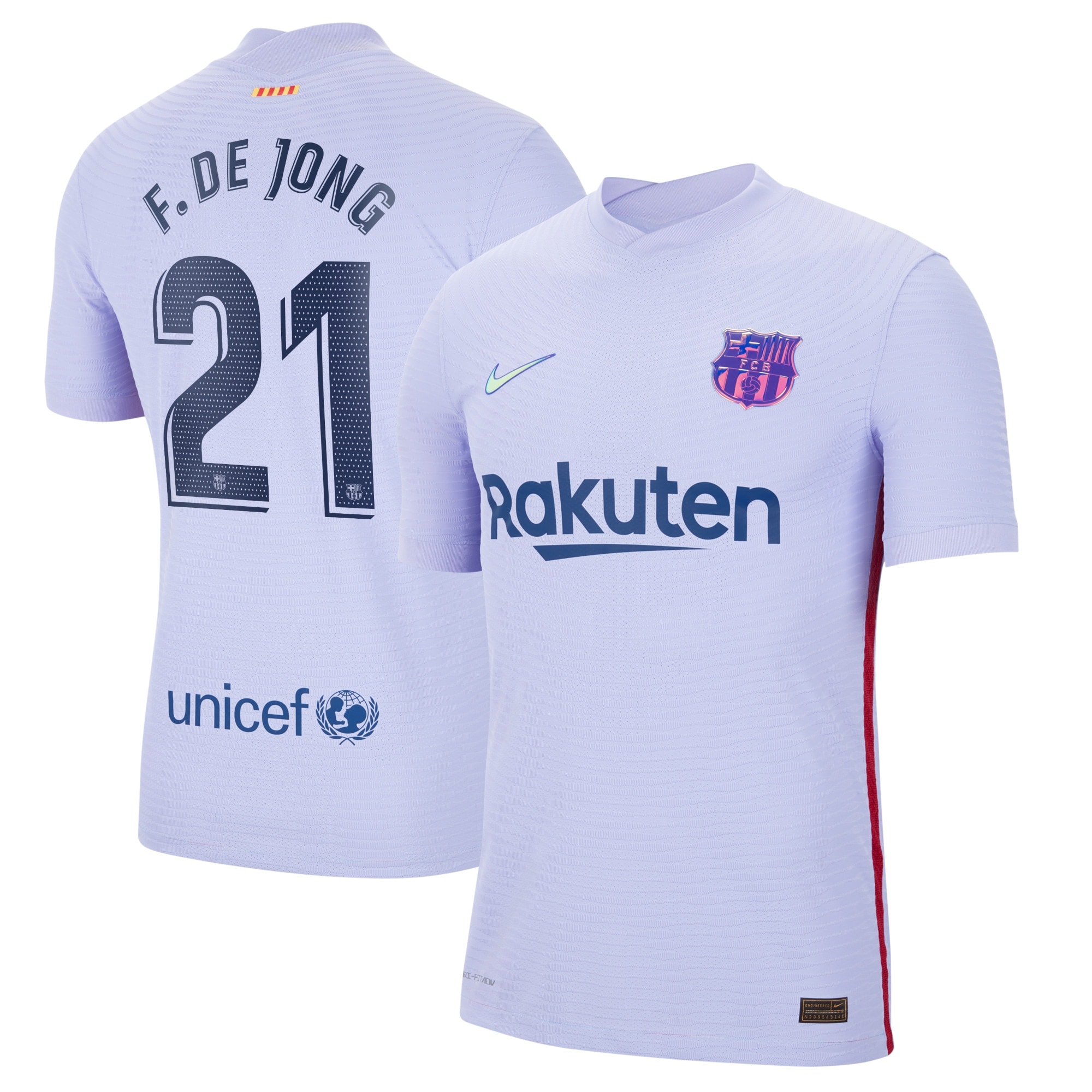 Barcelona Away Vapor Match Shirt 2021-22 with F. De Jong 21 printing