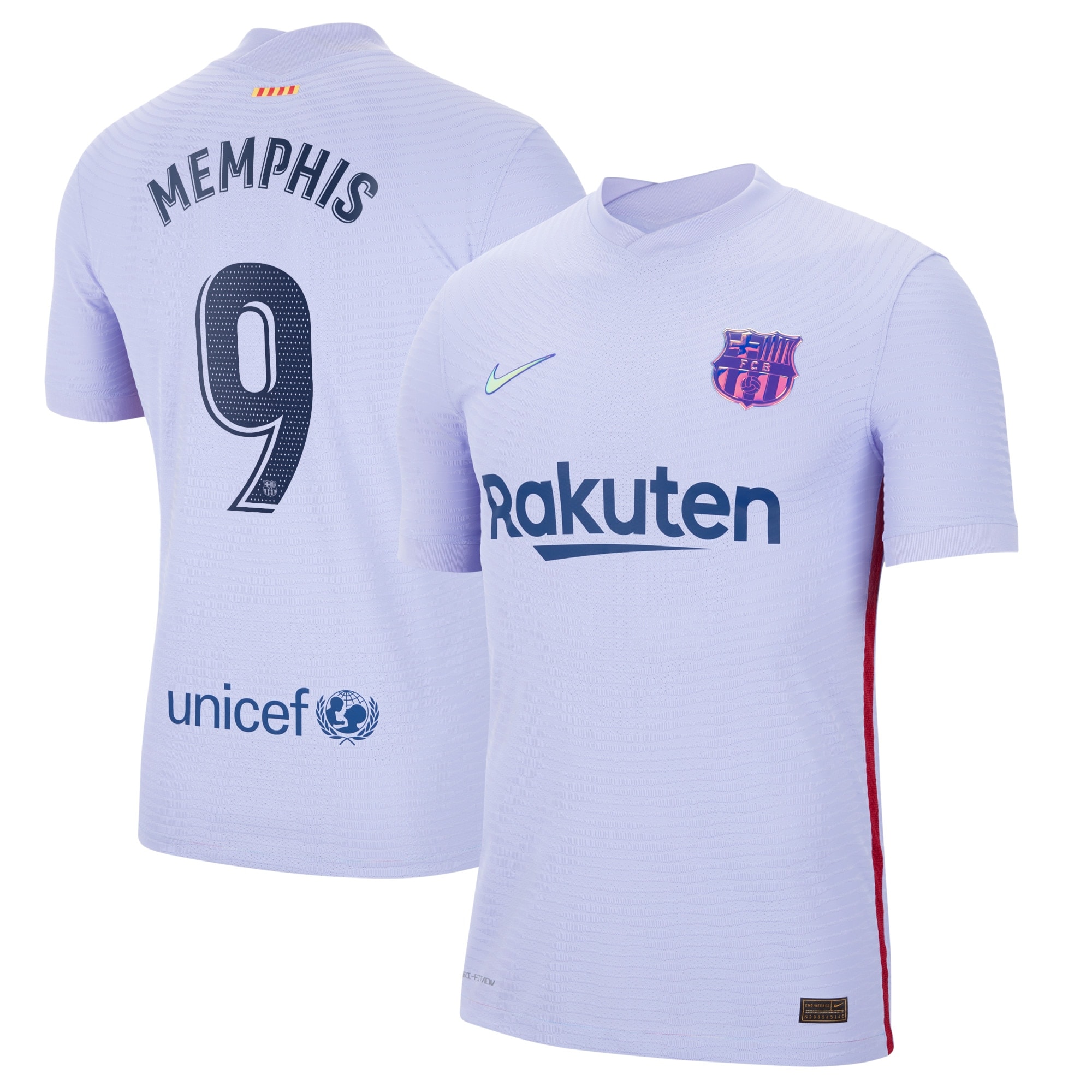 Barcelona Away Vapor Match Shirt 2021-22 with Memphis 9 printing