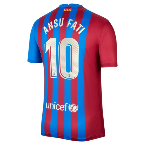 Barcelona Home Stadium Shirt 2021-22 with Ansu Fati 10 printing